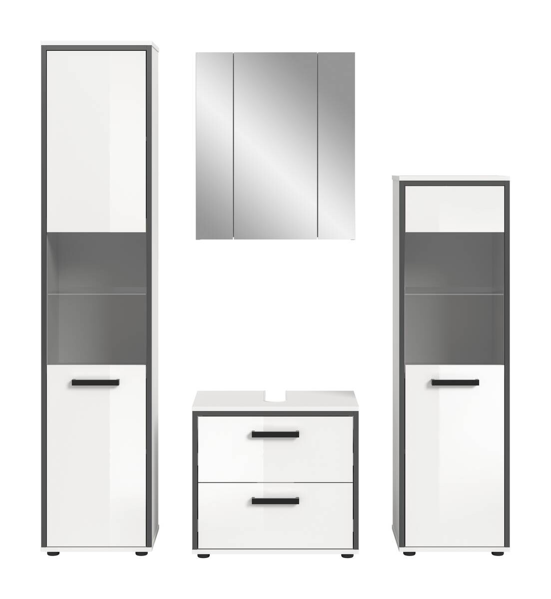 Badblock KOJAK weiß Hochglanz anthrazit grau B/H/T: ca. 171x188x37 cm