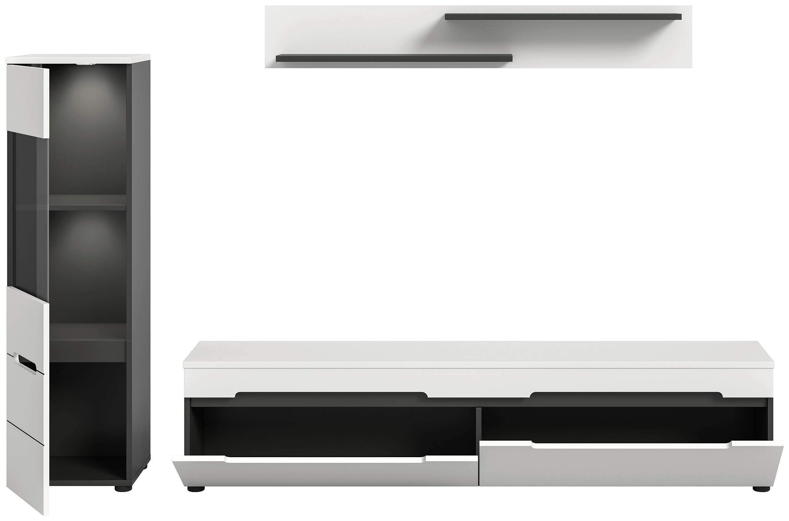 Wohnwand Canu basaltgrau weiß B/H/T: ca. 221x141x33 cm