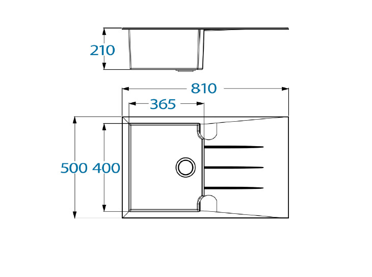 Respekta Einbauspüle Alineo 81x50 S schwarz Quarzolite B/H/T: ca. 81x21x50 cm
