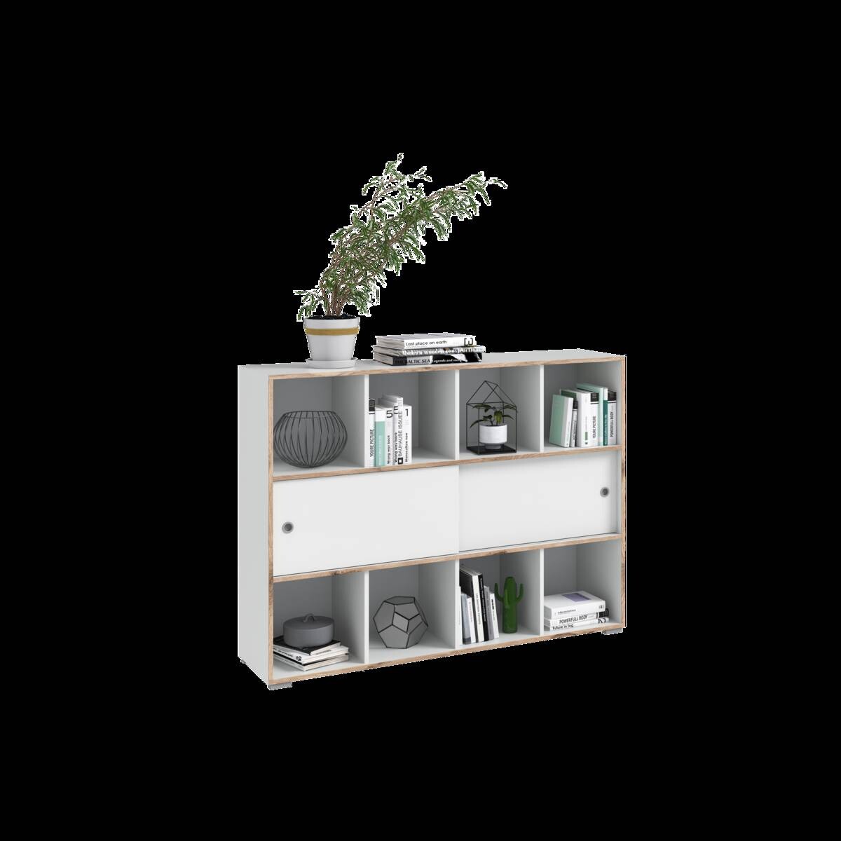 Schiebetürenschrank Jesper weiß Eiche Nachbildung B/H/T: ca. 141x109x40 cm