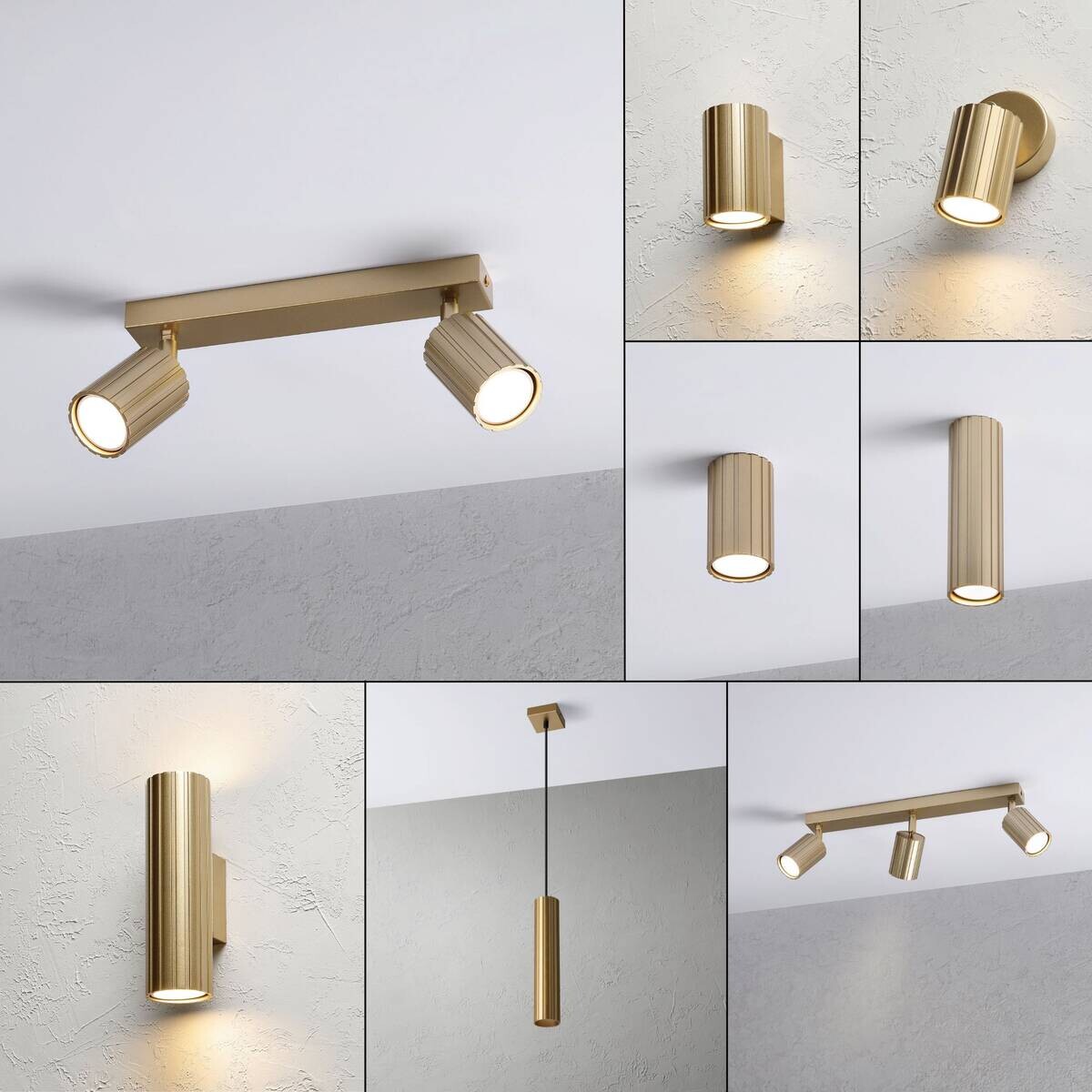 Lamkur Strahler Prisma gold Stahl B/H/L: ca. 6,5x16,5x30 cm 2 Brennstellen