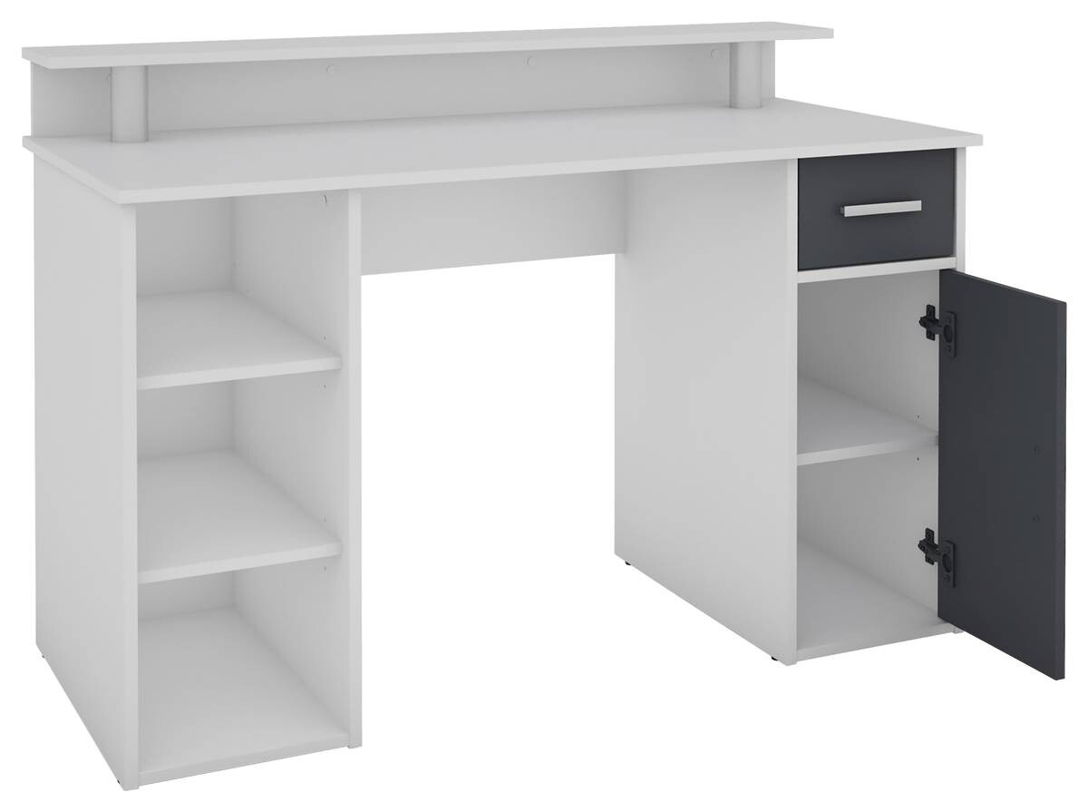 Schreibtisch DIEGO weiß anthrazit silber B/H/T: ca. 120x88x55 cm