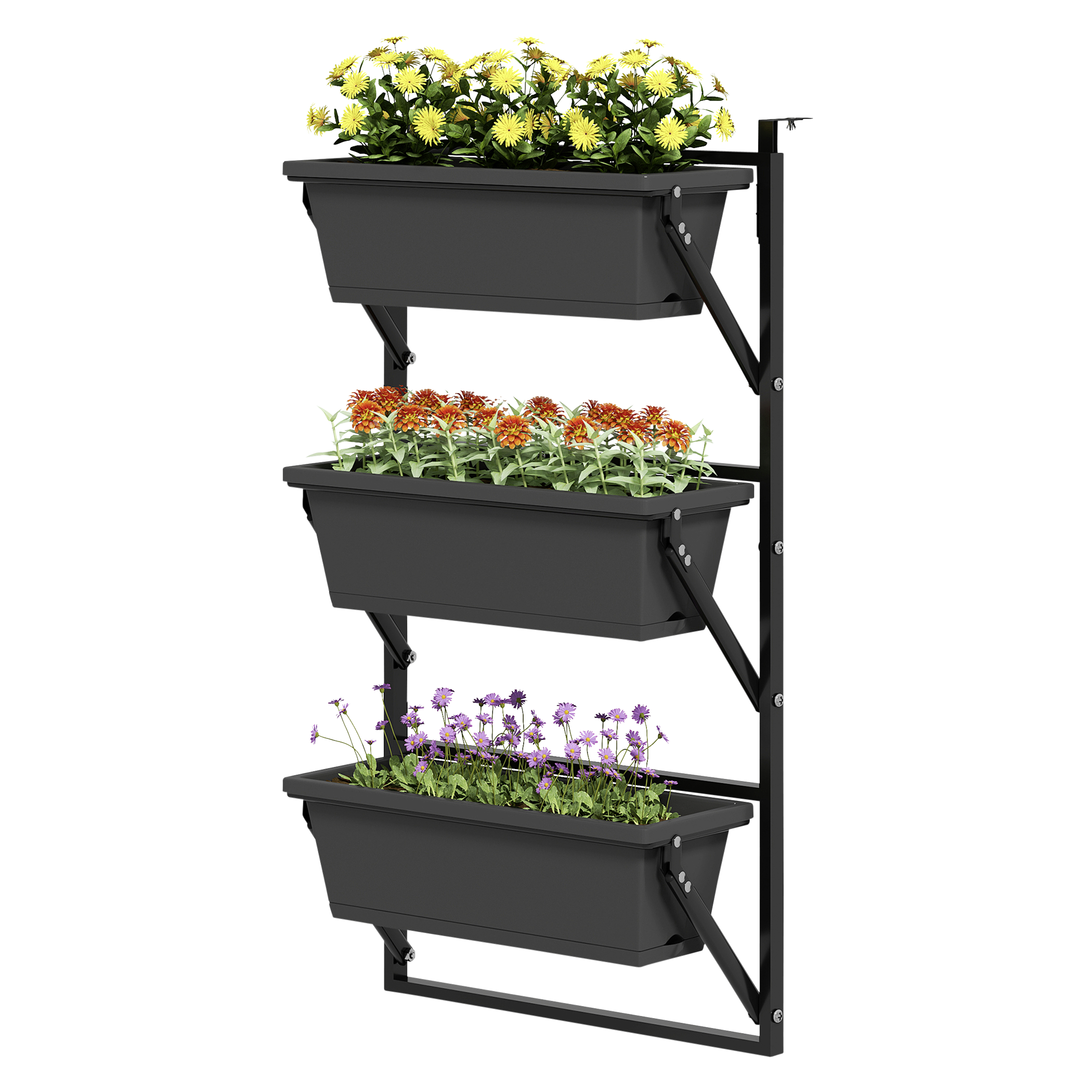 Outsunny Pflanzentopf Set dunkelgrau Kunststoff B/H/L: ca. 42x100x56 cm