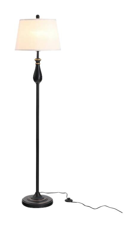 HOMCOM 3er Lampenset schwarz weiß Metall Polyester-Mischgewebe Stoff B/H/L: ca. 38x158x38 cm E27 3 Brennstellen