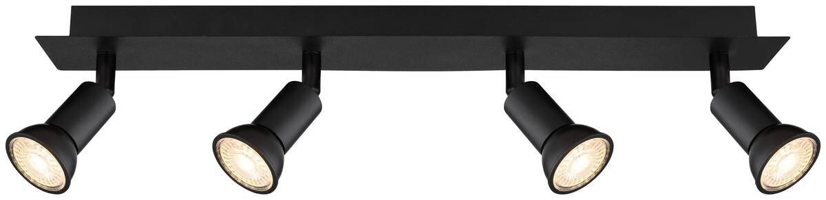 GLOBO Spotbalken 57998-4 schwarz Metall B/H/L: ca. 6x9x50 cm 4 Brennstellen