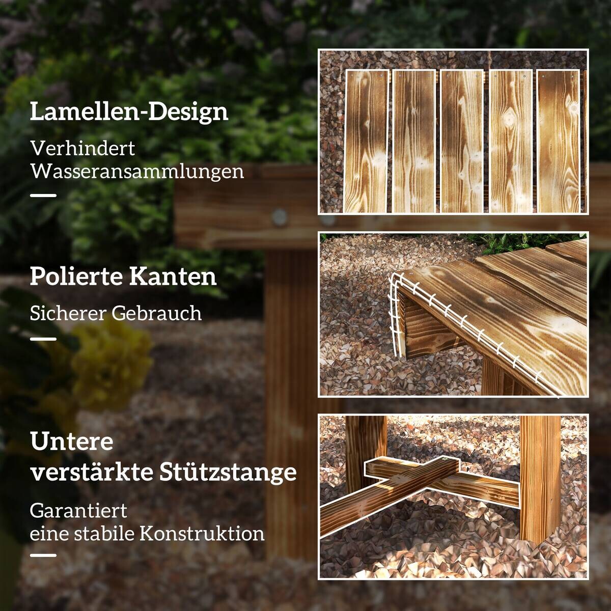 Outsunny Gartenbank braun Holz B/H/L: ca. 38x35x110 cm