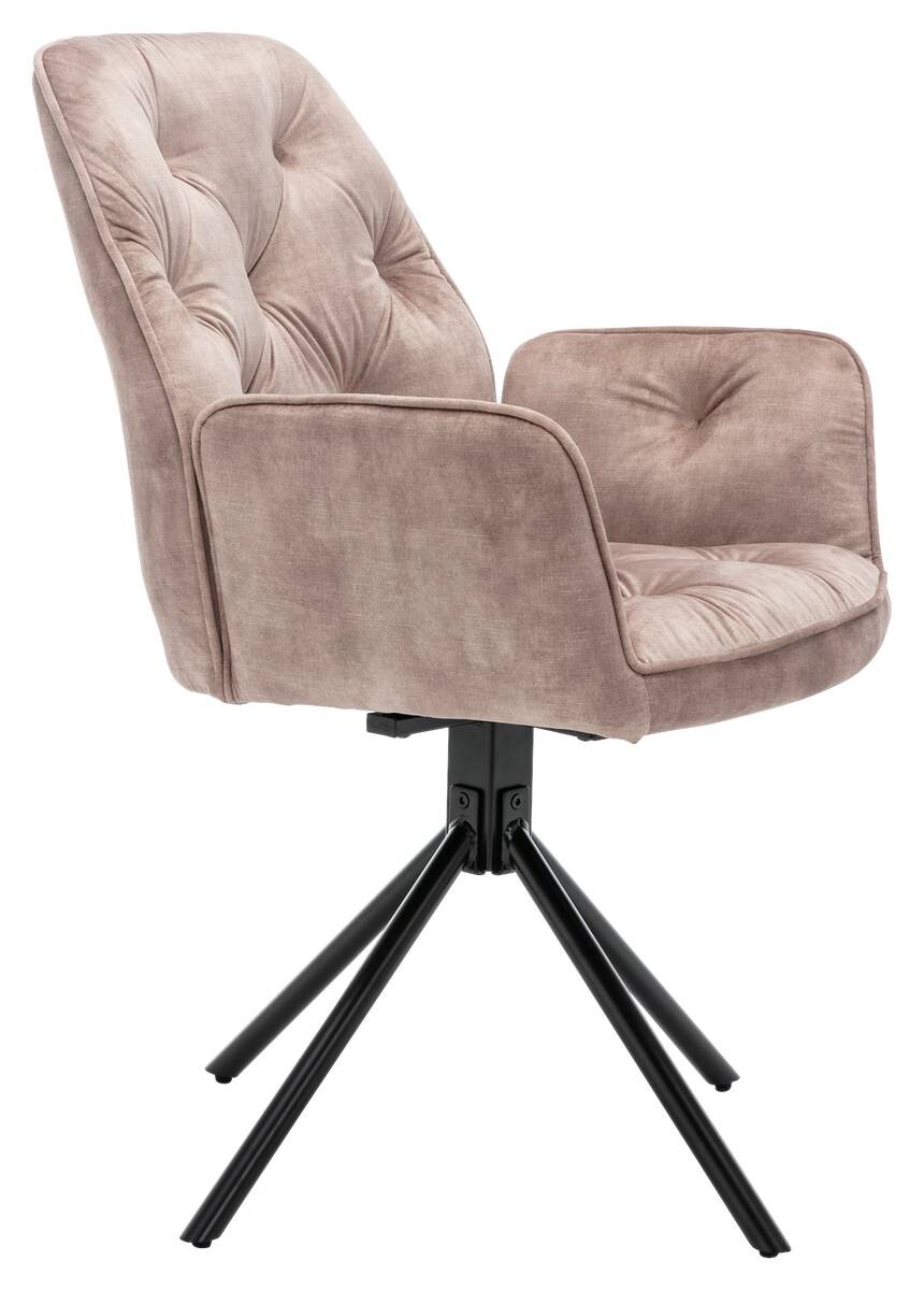 byLIVING Sessel SARINA 2er-Set beige Vintage Samt Metall B/H/T: ca. 59,5x89x62 cm