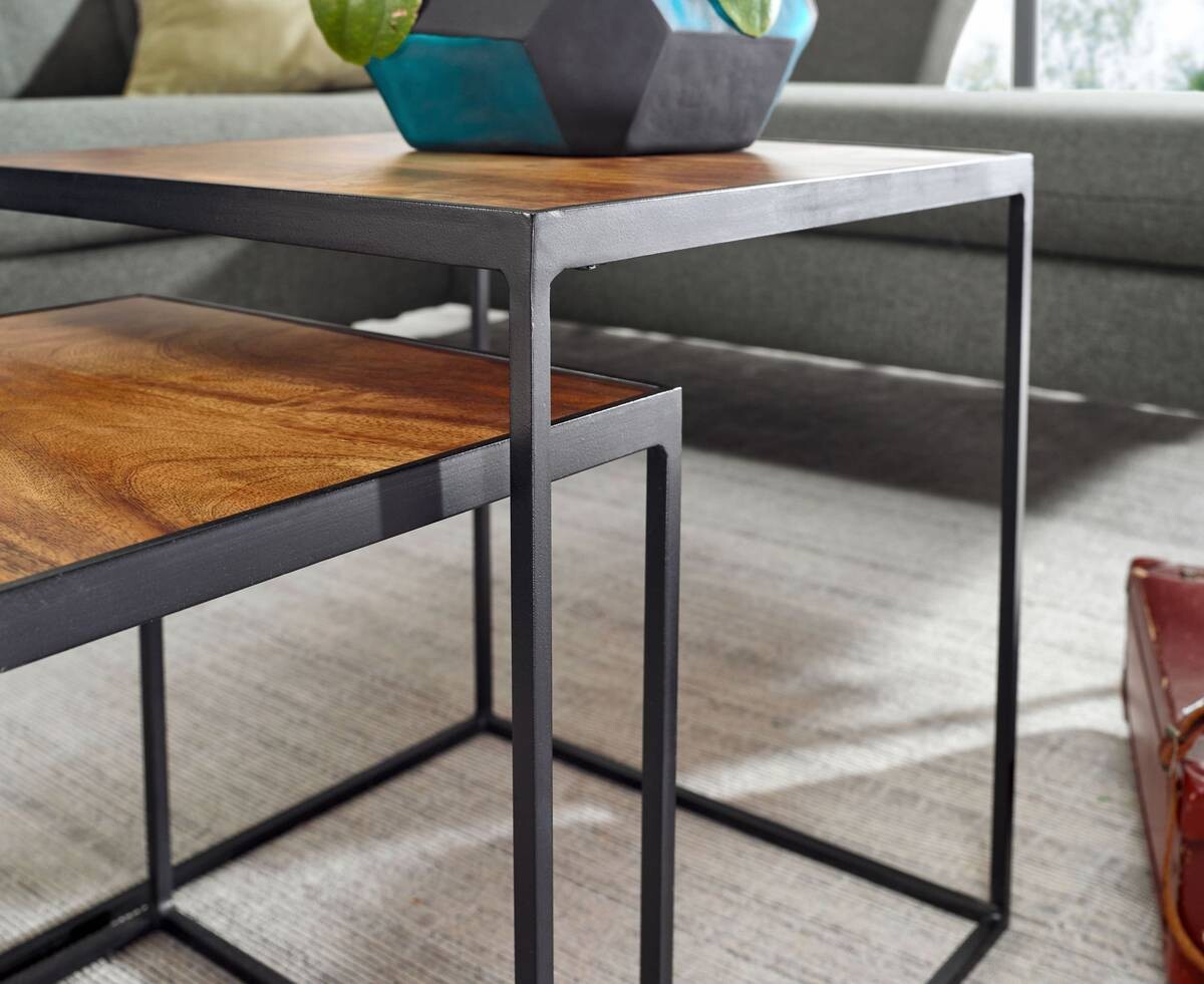 Beistelltisch 2er-Set. braun Holz B/H/T: ca. 40x44x40 cm