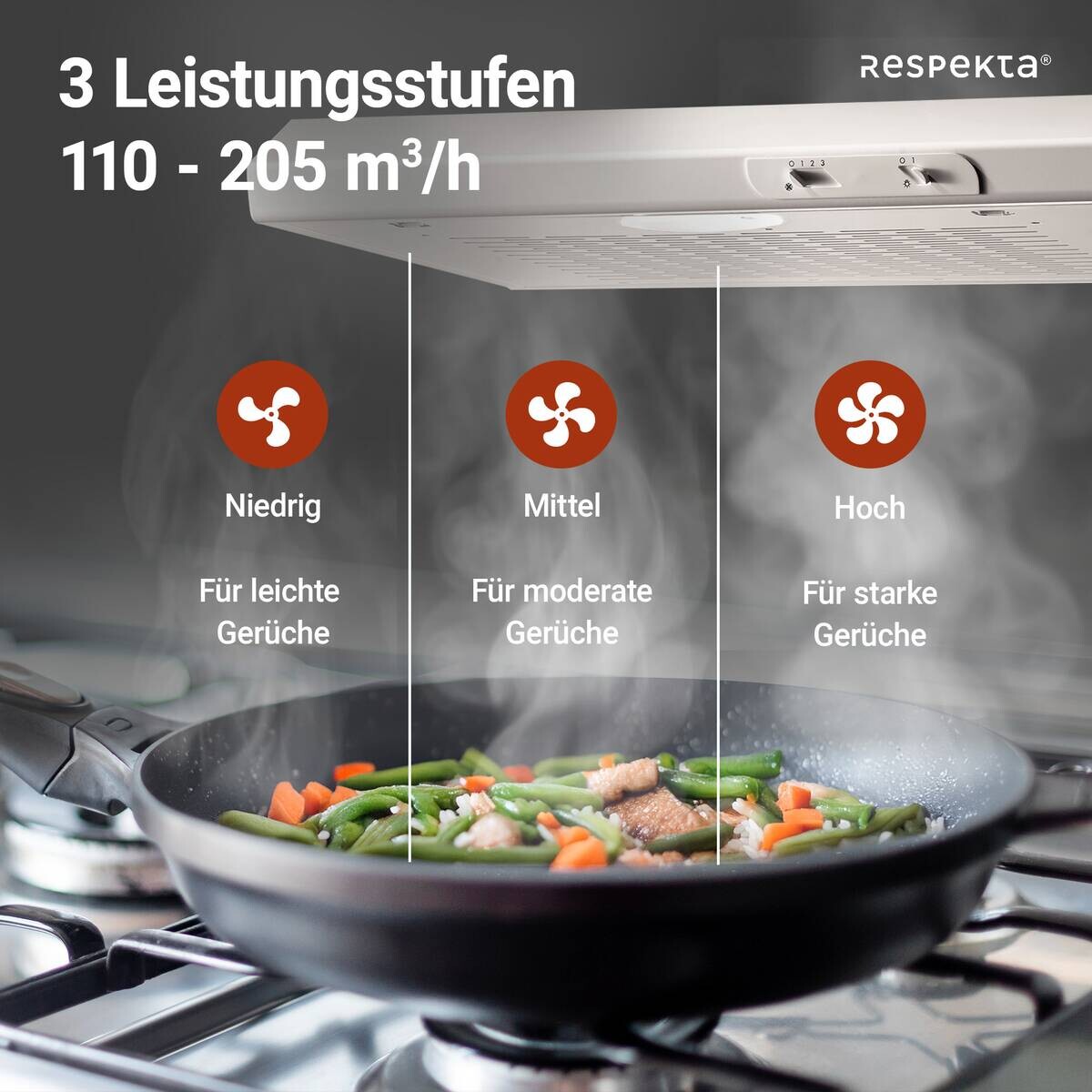 Respekta Dunstabzugshaube DH620WL weiß Edelstahl B/H/T: ca. 60x7,6x47 cm