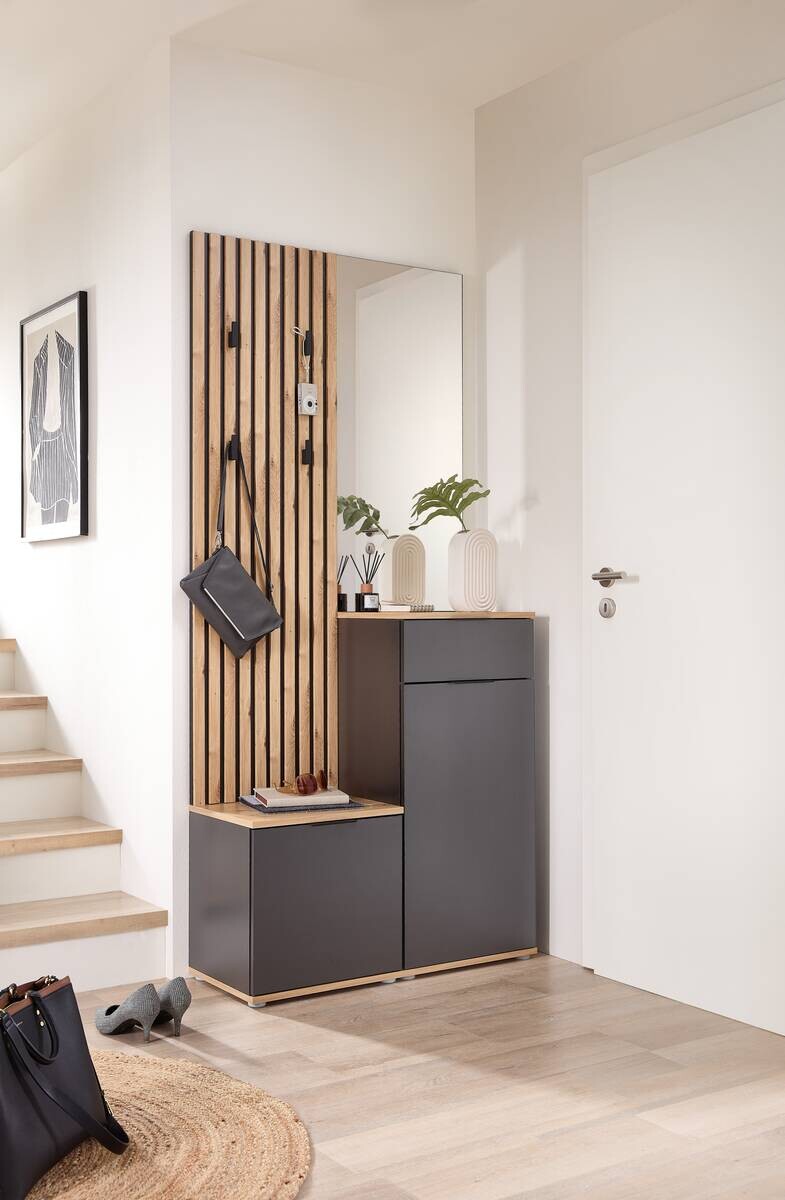 Garderobe Simple anthrazit Eiche Artisan Nachbildung B/H/T: ca. 88x195x35 cm