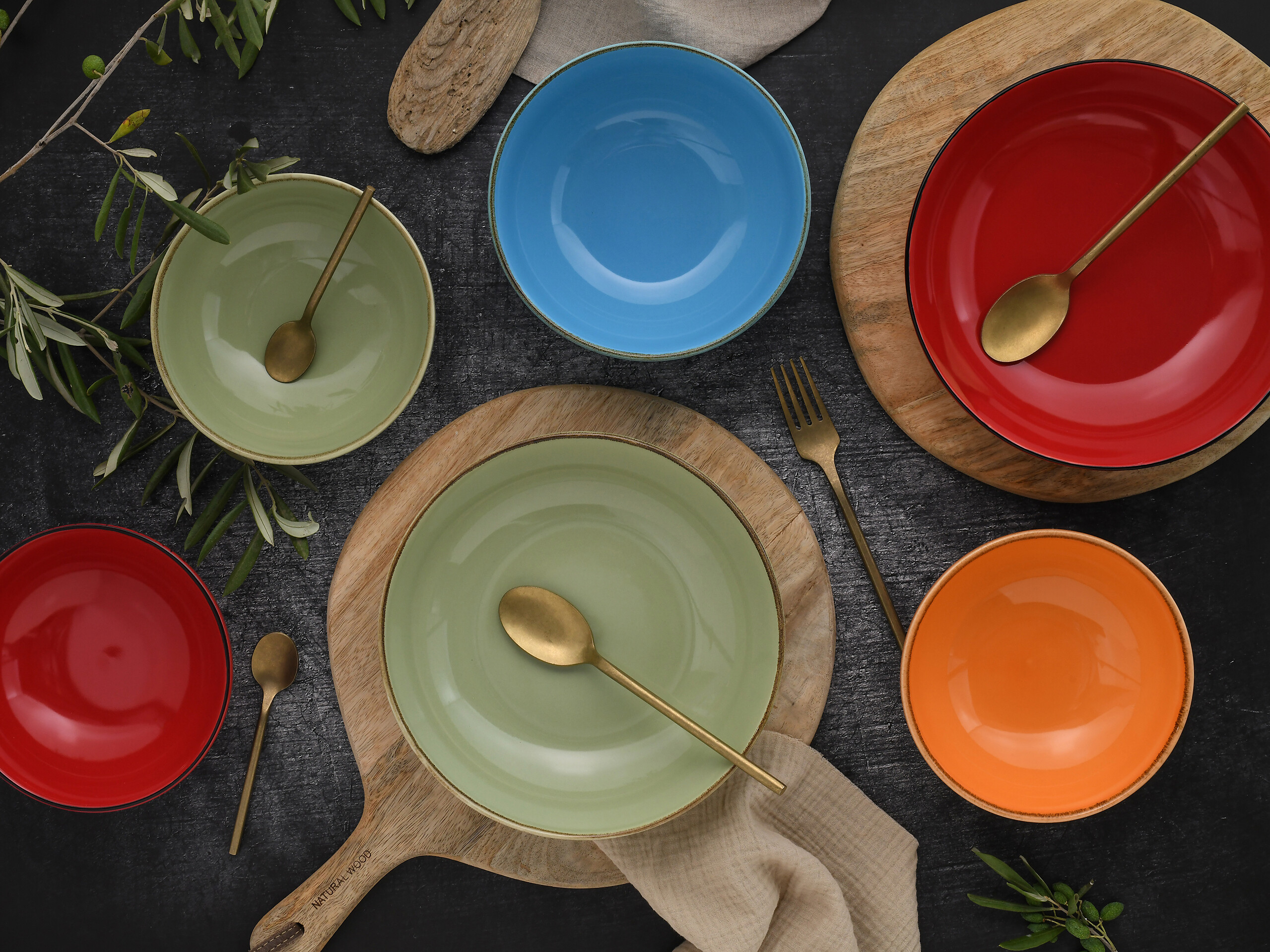 CreaTable Schüsselset Nature Collection mehrfarbig Steinzeug