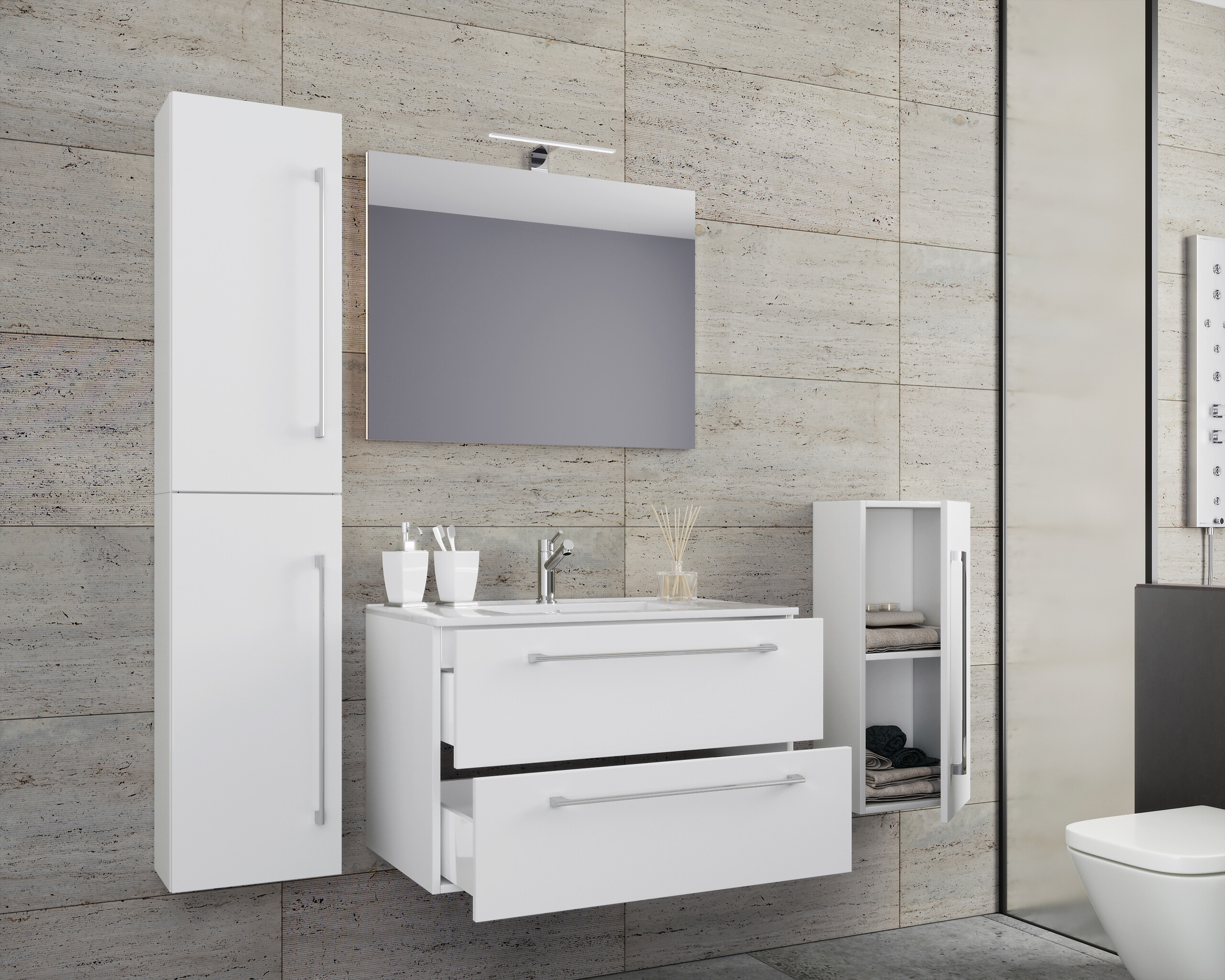 Waschplatz 5tlg-Badinos weiß B/H/T: ca. 60x50x46 cm