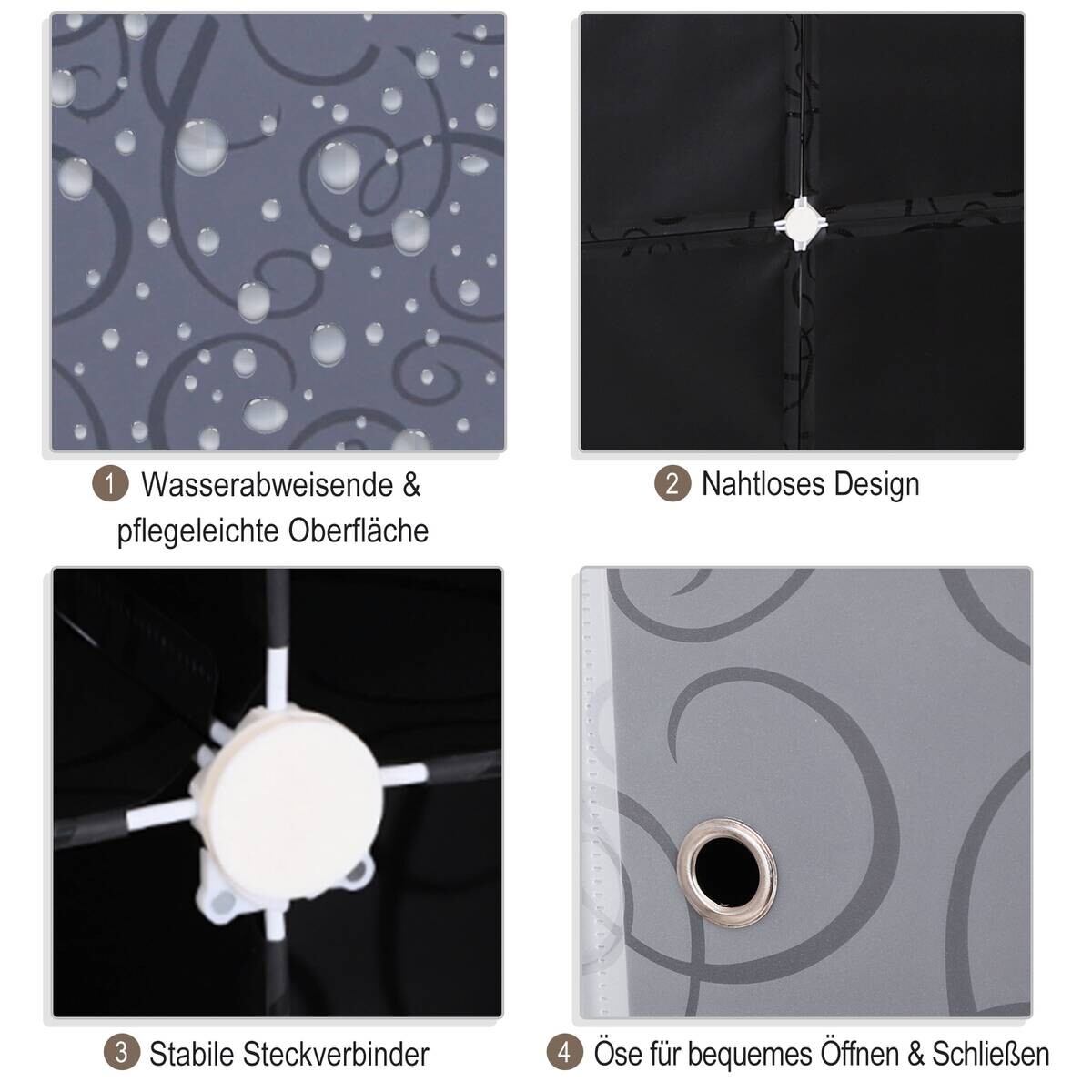 HOMCOM Kleiderschrank schwarz Polypropylen B/H/L: ca. 47x111x145 cm