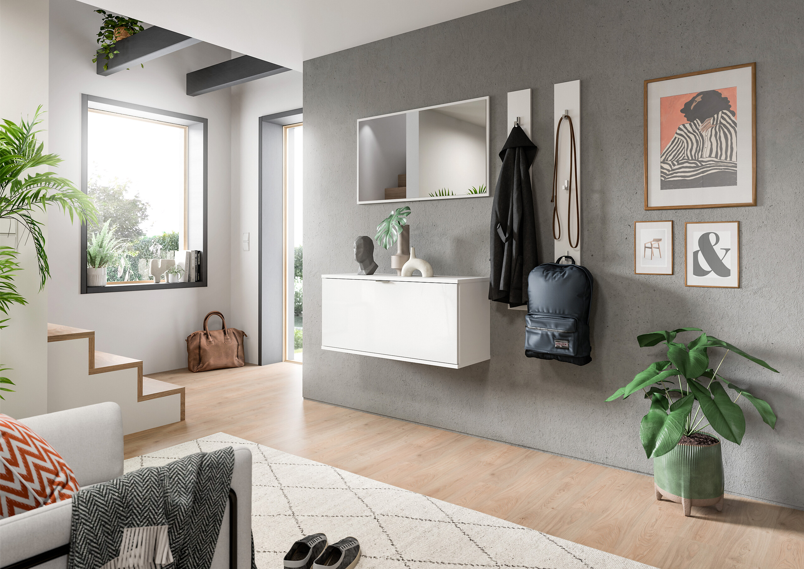 Garderobe PROJEKT X weiß weiß Hochglanz B/H/T: ca. 130x191x37 cm