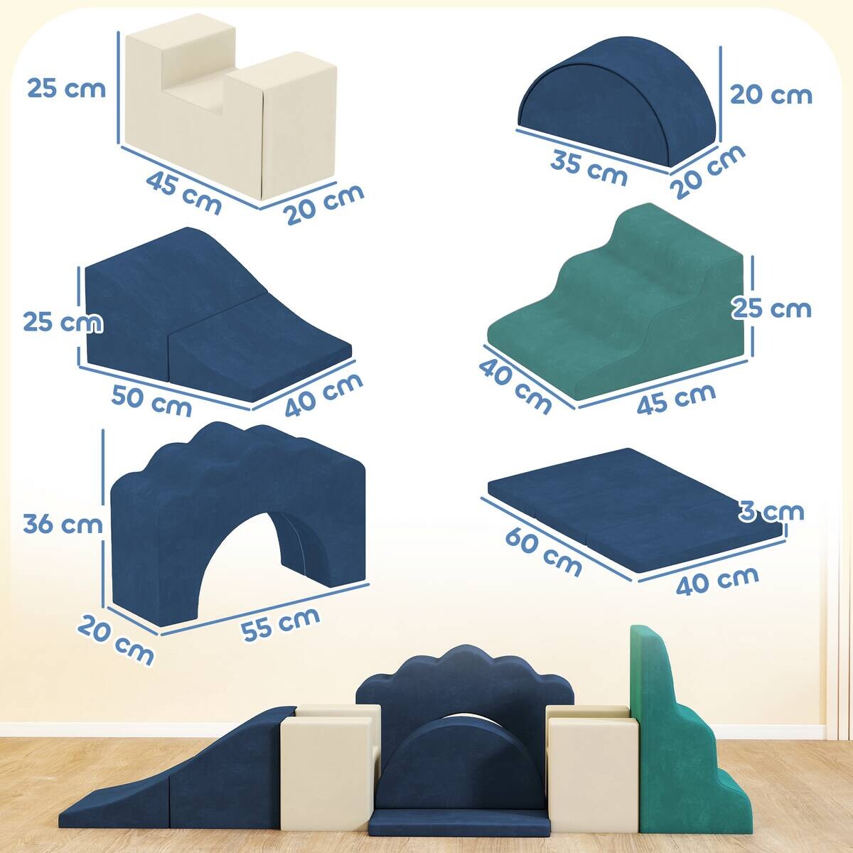 AIYAPLAY Schaumstoff Bausteine B/H/L: ca. 40x25x50 cm