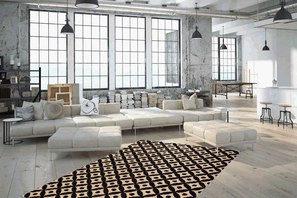 Kayoom Kurzflorteppich Scandy 210 schwarz B/L: ca. 200x290 cm