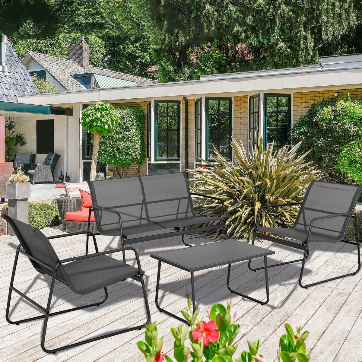 POCOline Gartensitzgruppe Malmö anthrazit Stahlrohr