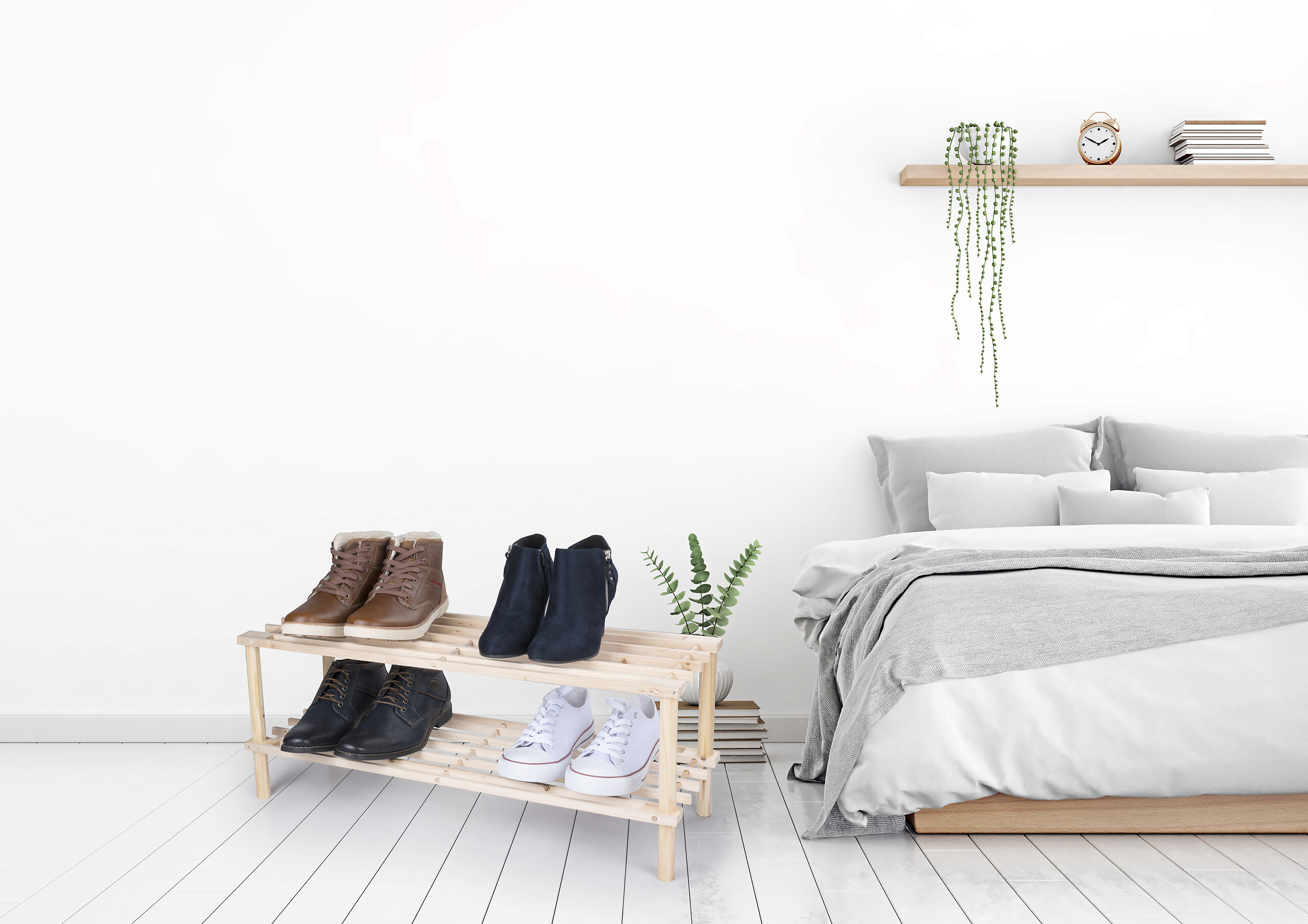 alpina Schuhregal braun Holz B/H/L: ca. 26x29,5x74 cm