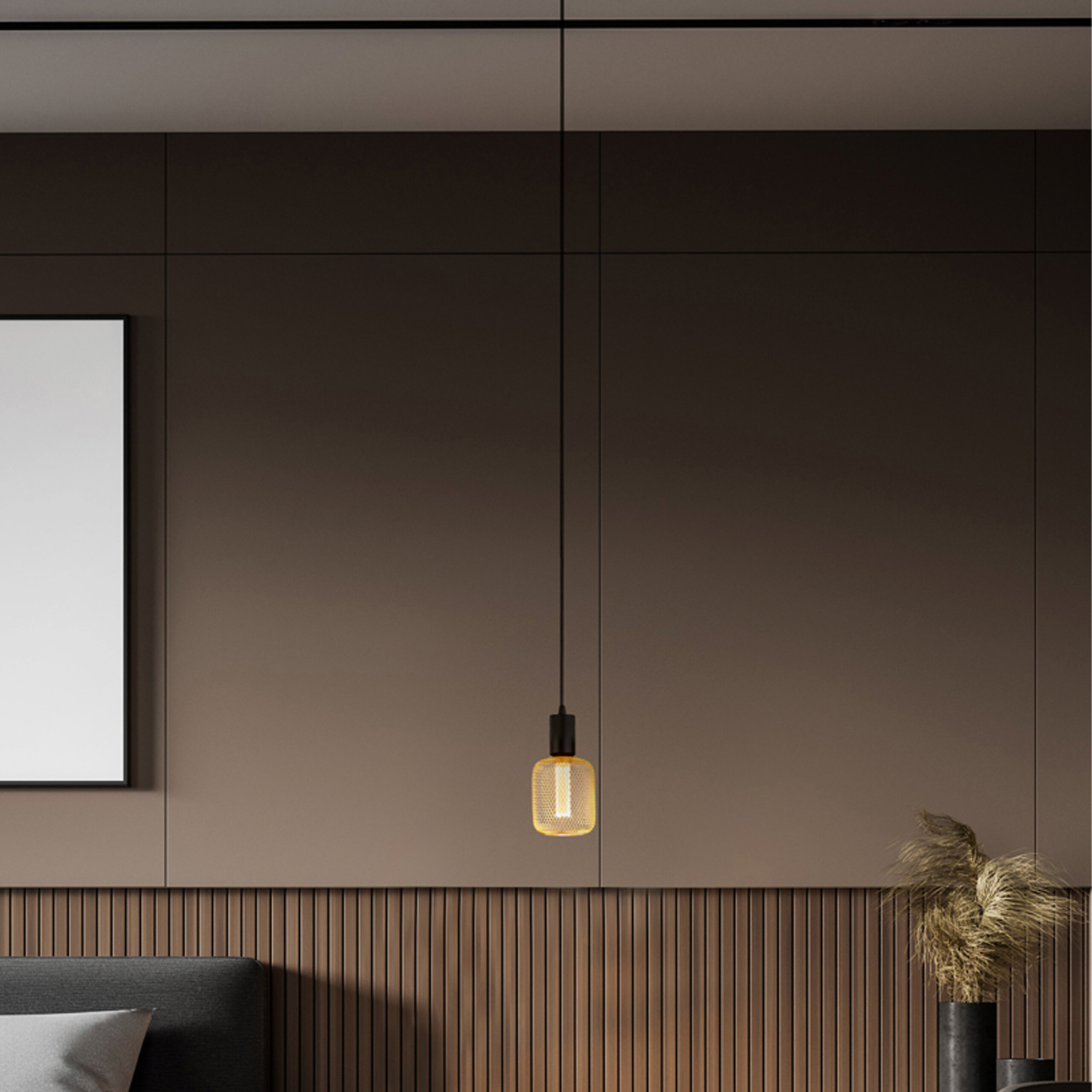 Searchlight Pendelleuchte Squiggle schwarz Stahl B/H/L/D: ca. 10x150x10x10 cm E27 1 Brennstellen