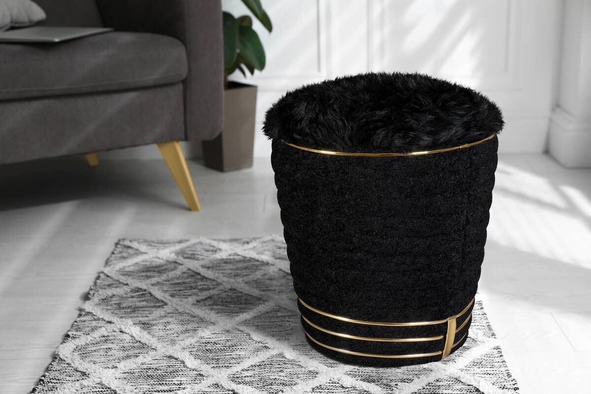 360 Living Hocker Doric 310 schwarz gold H/D: ca. 50x42 cm