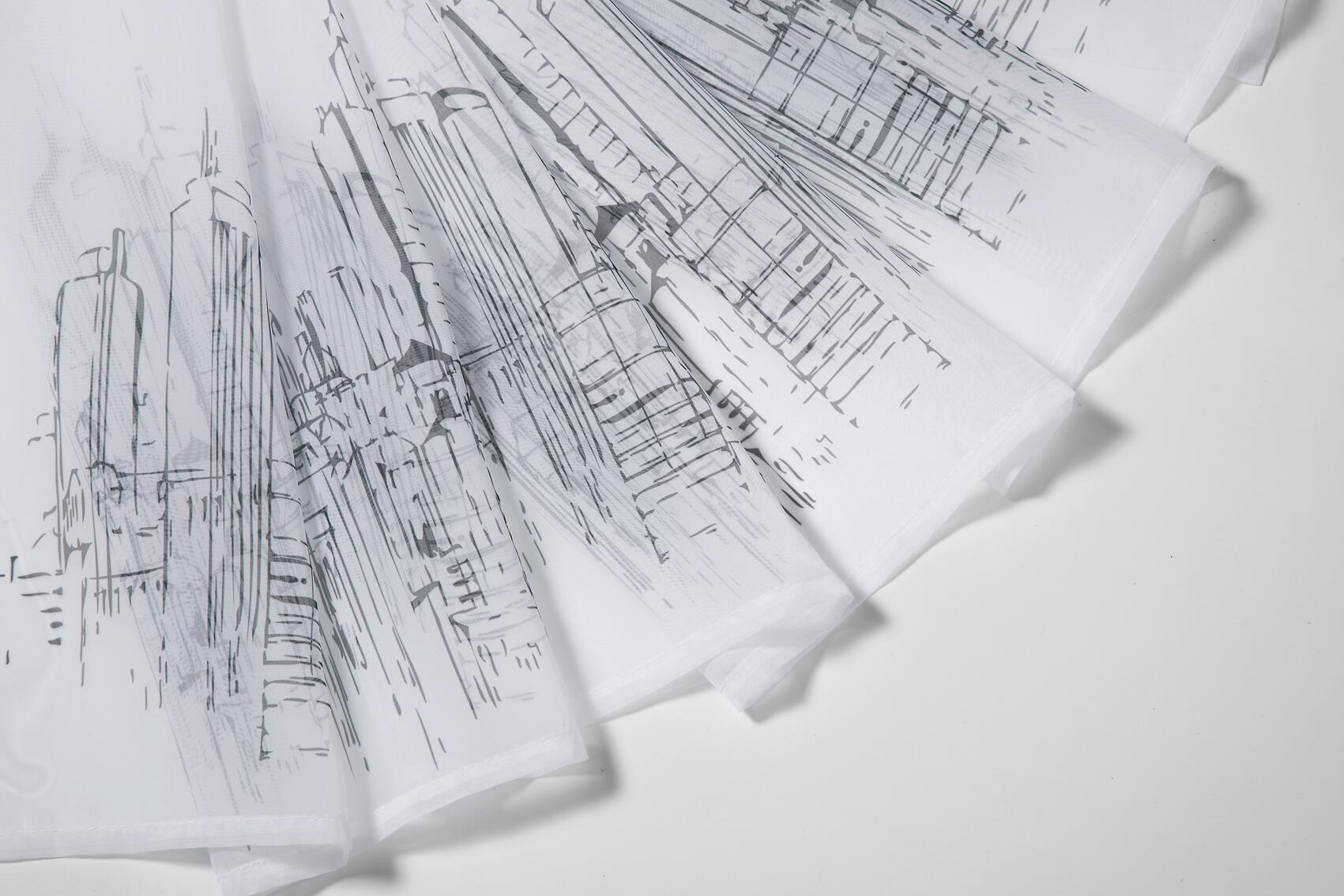 Happy Home Scheibengardine Skyline grau B/L: ca. 150x50 cm