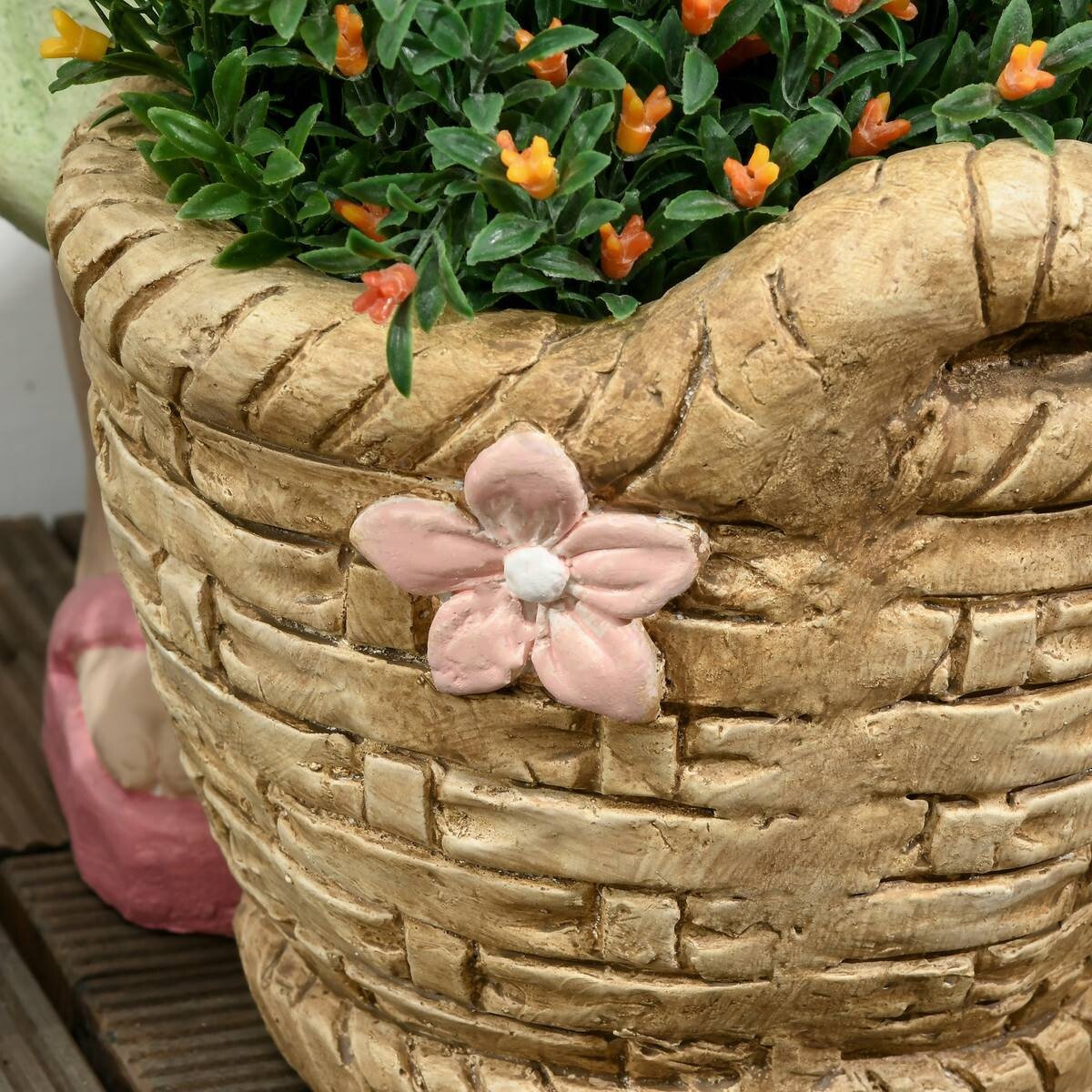 Outsunny Gartenstatue mit Blumenkorb