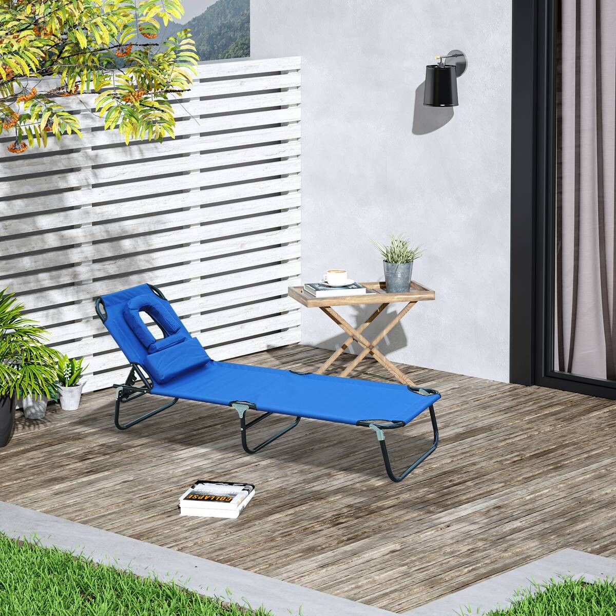 Outsunny Sonnenliege blau Stoff B/H/L: ca. 56x28x190 cm