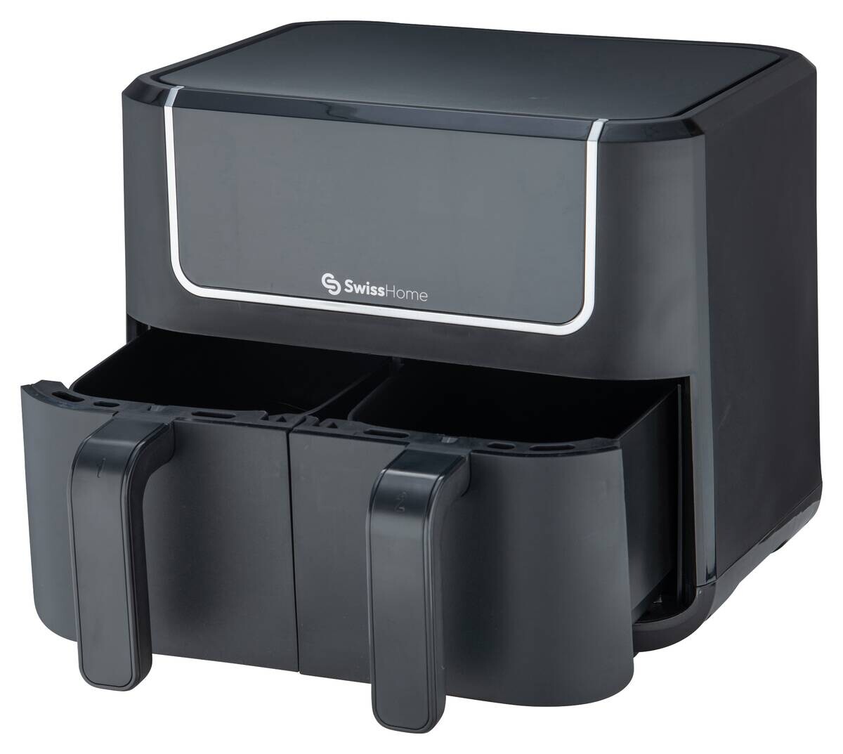SWISS HOME Doppel-Heißluftfritteuse SH-6931 schwarz Kunststoff B/H/L: ca. 24x28x32 cm ca. 3 l