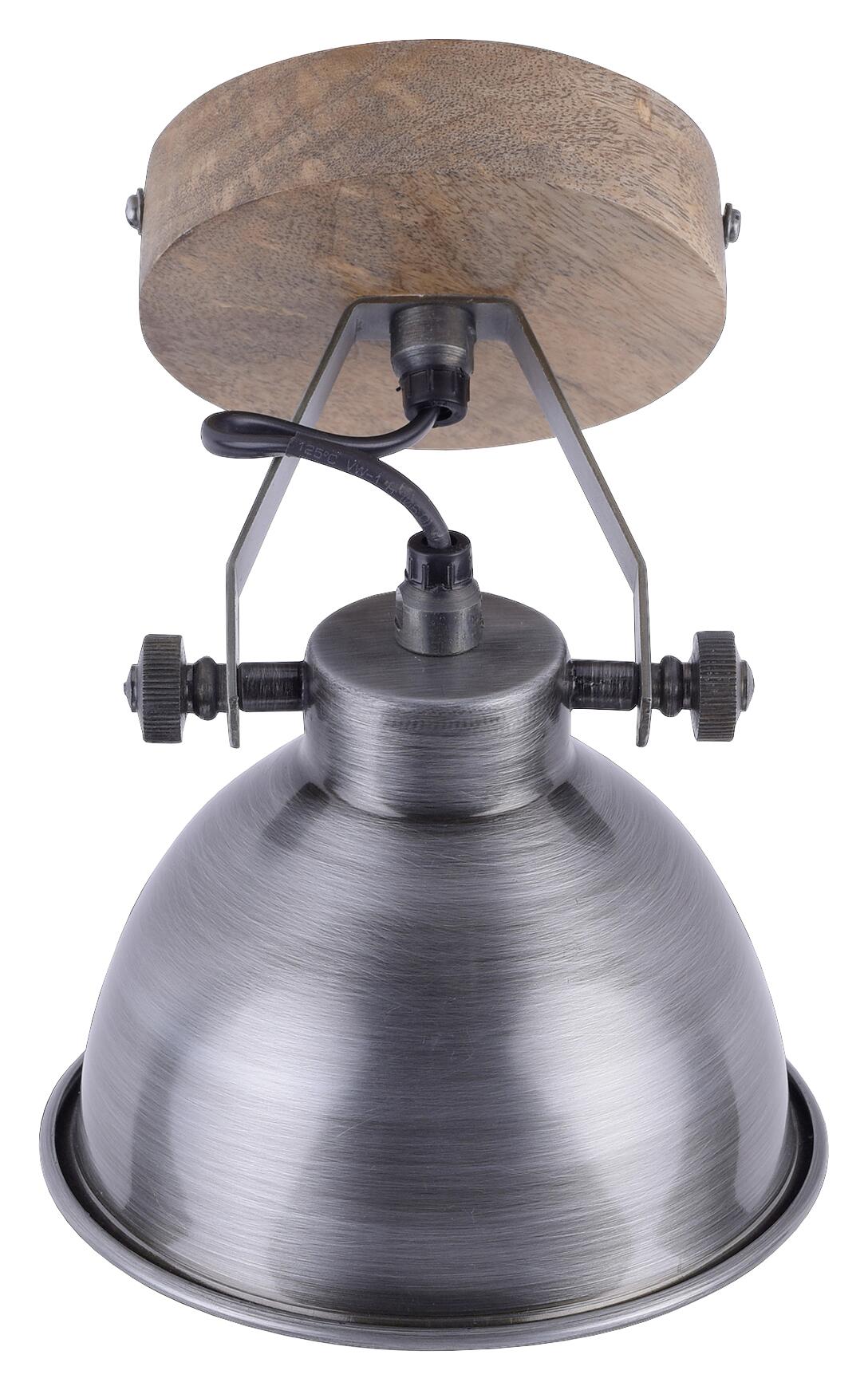 Just Light Spot Samia stahlfarbig Echtholz Metall B/H/T: ca. 15x22x17 cm E14 1 Brennstellen