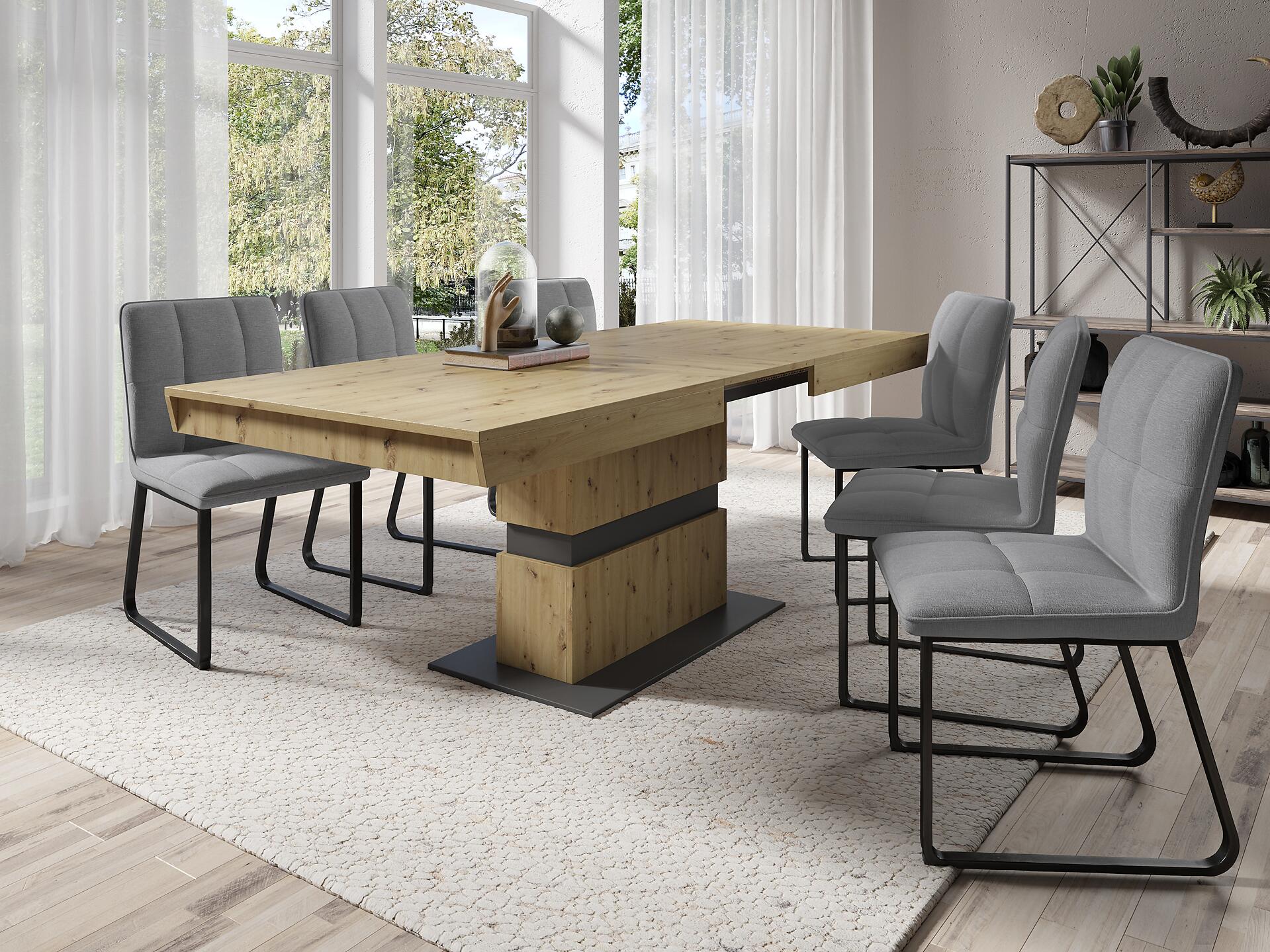 Stuhl TALEA  2er-Set hellgrau schwarz Webstoff Metall B/H/T: ca. 46x86x55 cm