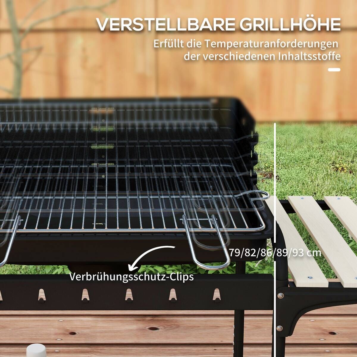 Outsunny Holzkohlegrill Metall B/H/L: ca. 47x95x103 cm