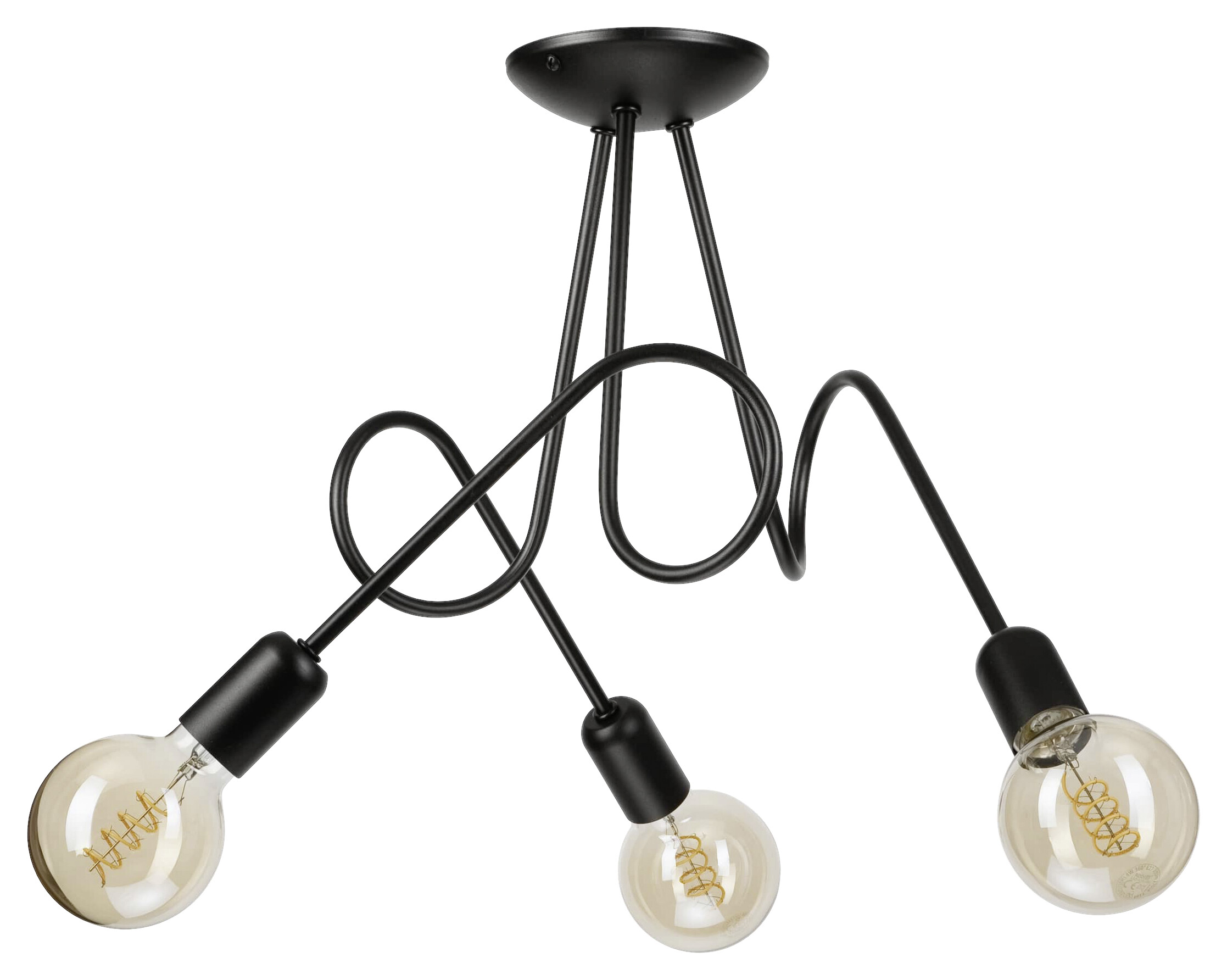 Lamkur Kronleuchter schwarz Stahl B/H/L: ca. 39x54x54 cm E27 3 Brennstellen