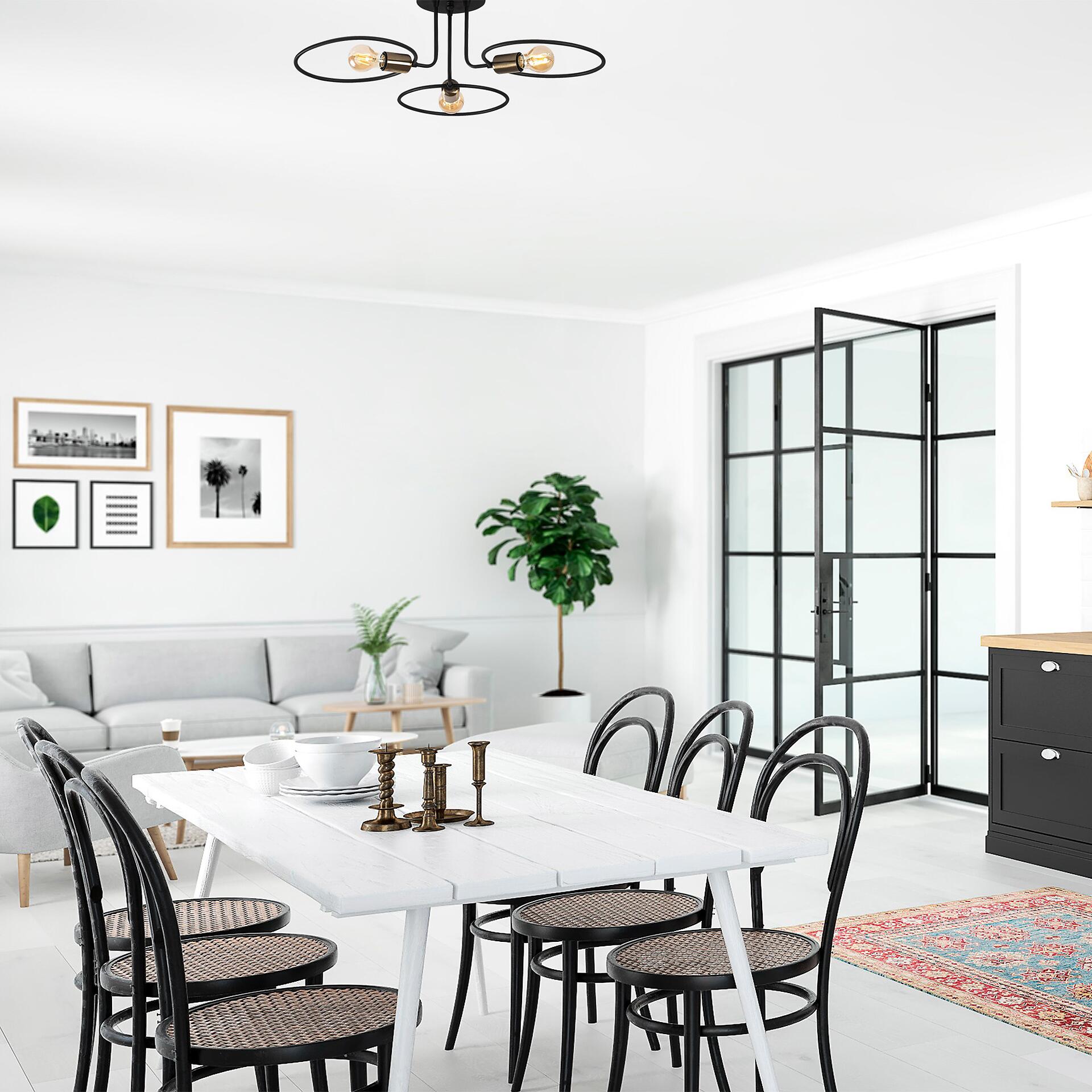 Opviq Deckenleuchte Circle-1341 schwarz Eisen B/H/T/L/D: ca. 66x22x66x66x66 cm E27 3 Brennstellen