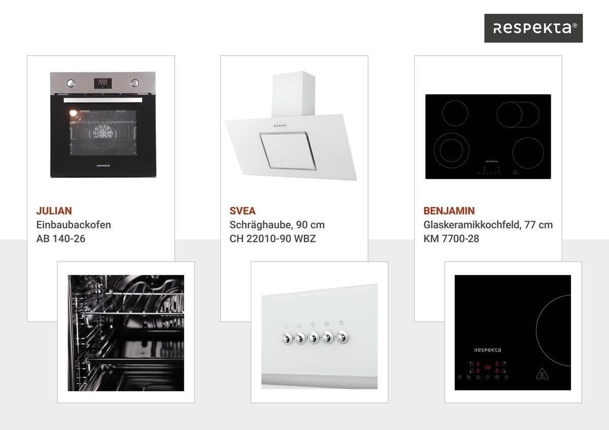 Respekta Inselküche Gabriel weiß Hochglanz B/H/T: ca. 320x200x60 cm