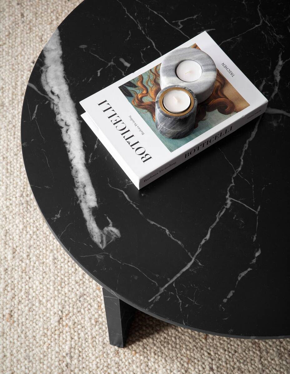 Wohnling Couchtisch schwarz Marmor B/H/T: ca. 70x33x70 cm