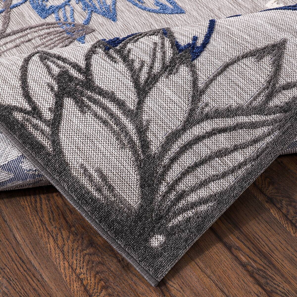 Sanat Outdoorteppich FLORAL grau B/L: ca. 80x200 cm