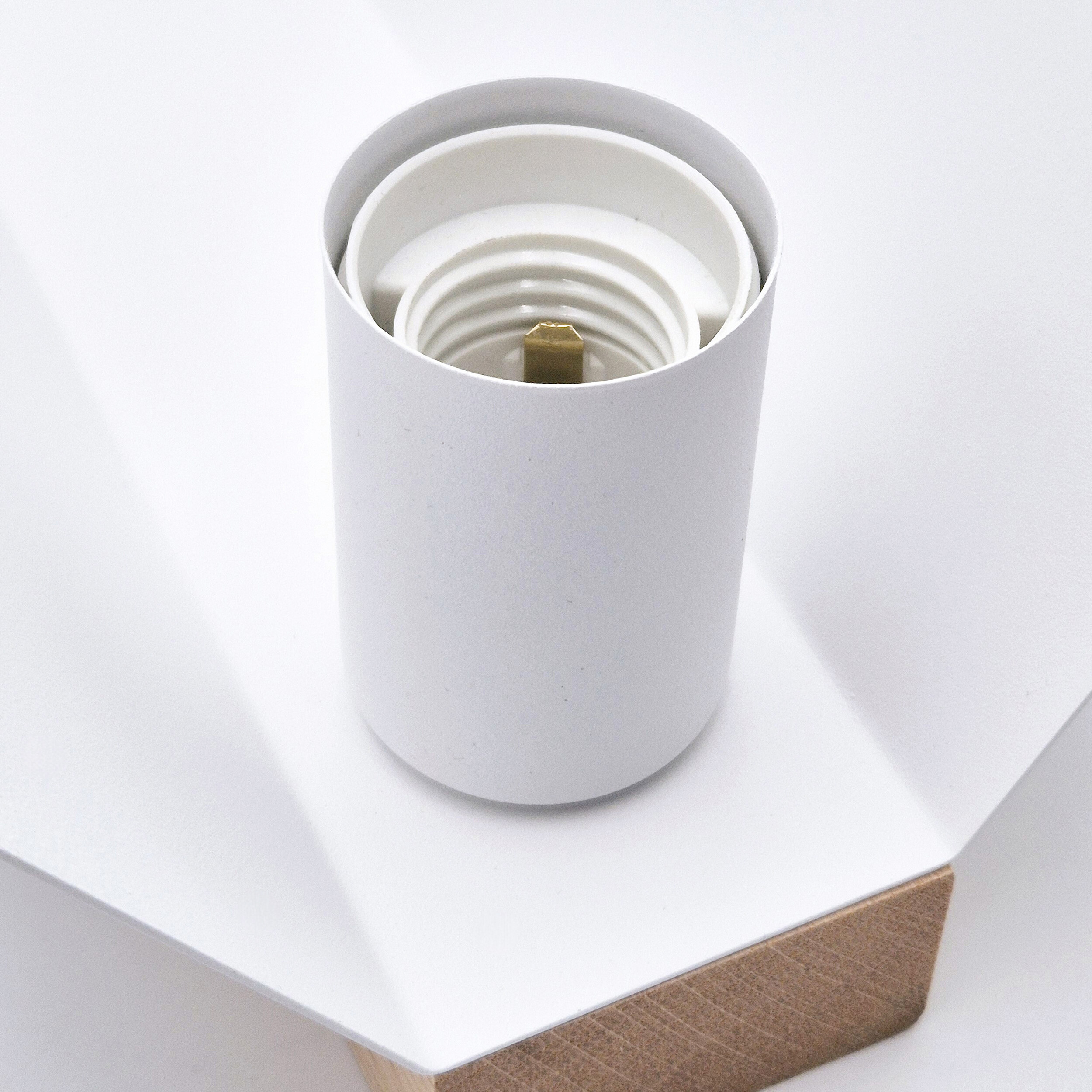 Lamkur Deckenleuchte weiß Eiche Stahl Glas B/H/L: ca. 12x11,5x24 cm E27 2 Brennstellen