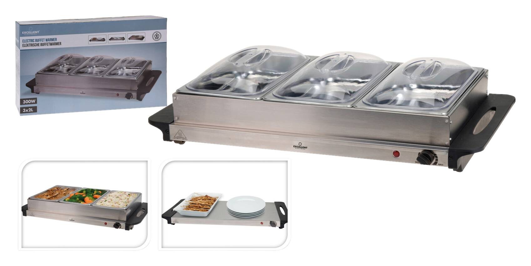 Elektrischer Buffet Wärmer EL7000010 silber Edelstahl B/H/T: ca. 64x36x15 cm