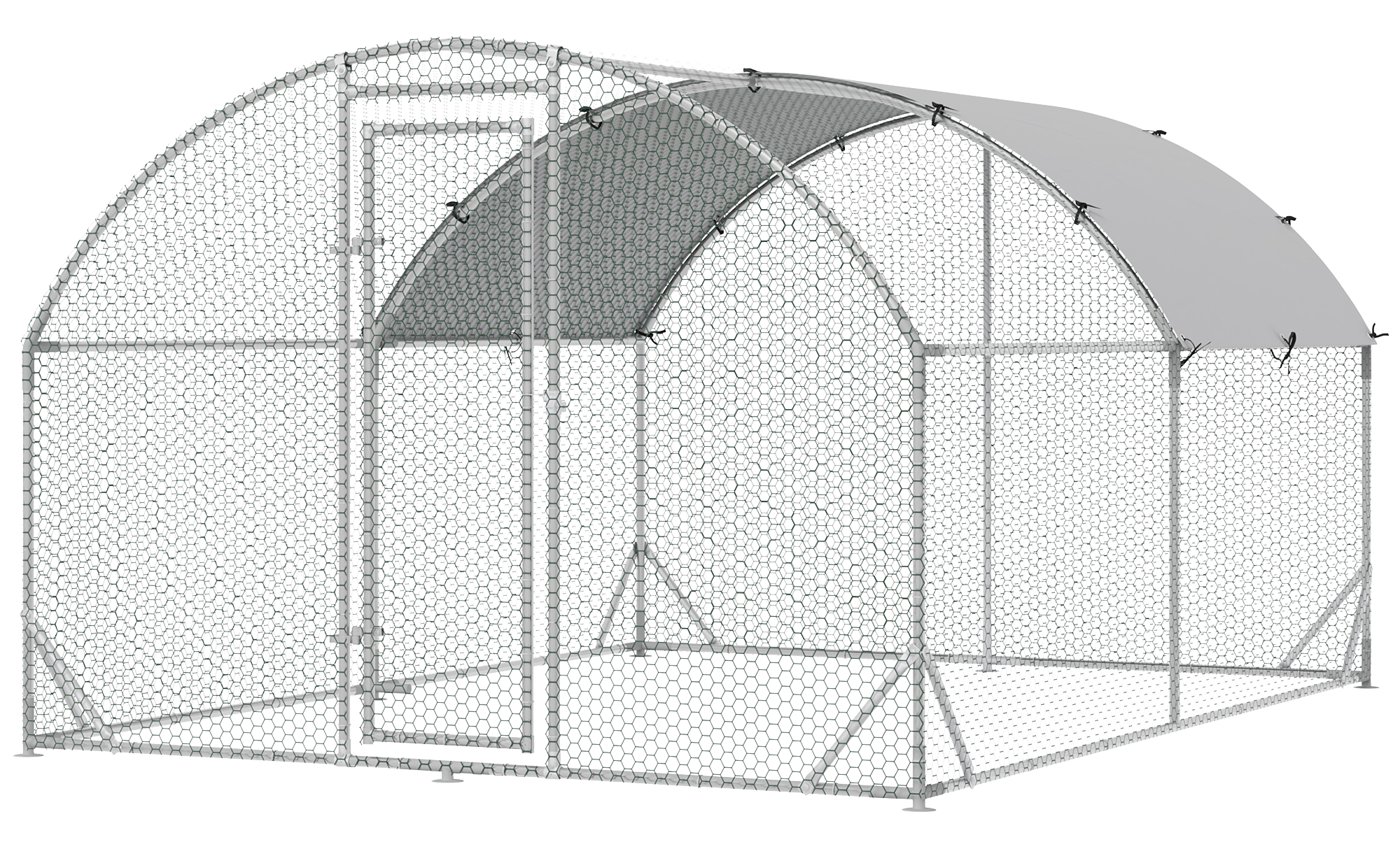 PawHut Hühnerstall silber Polyester B/H/L: ca. 380x197x280 cm