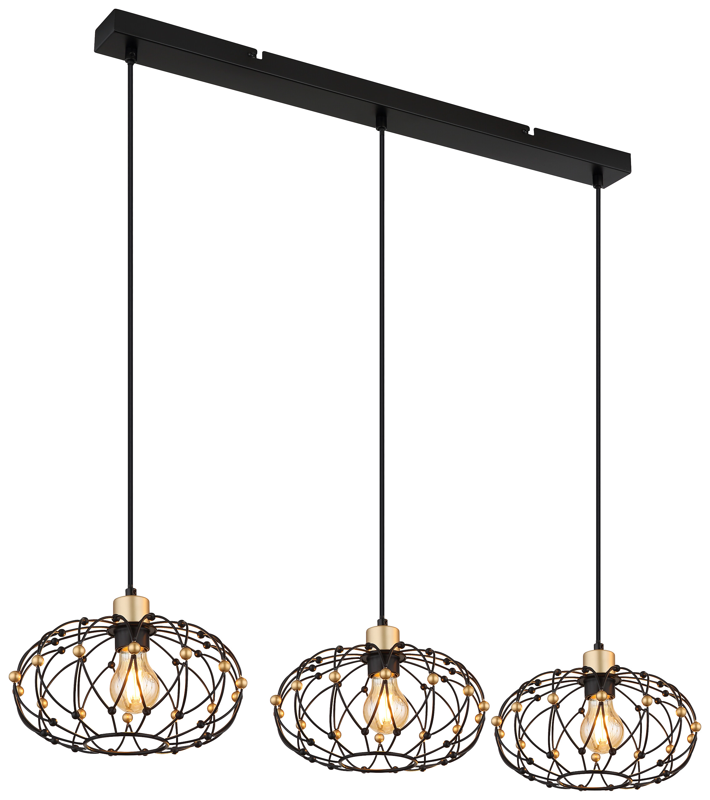 GLOBO Pendelleuchte mattschwarz Metall B/H/T/L: ca. 28x150x95x95 cm E27 3 Brennstellen