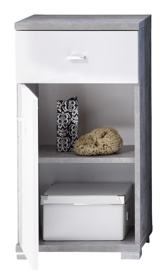 Badkommode Pool Beton Optik weiß Hochglanz B/H/T: ca. 38x73x30 cm