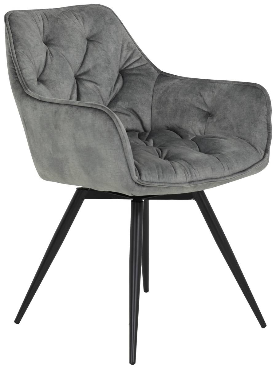 Stuhl Florentina 2er Set grau Vintage Samtoptik B/H/T: ca. 49x84x63 cm