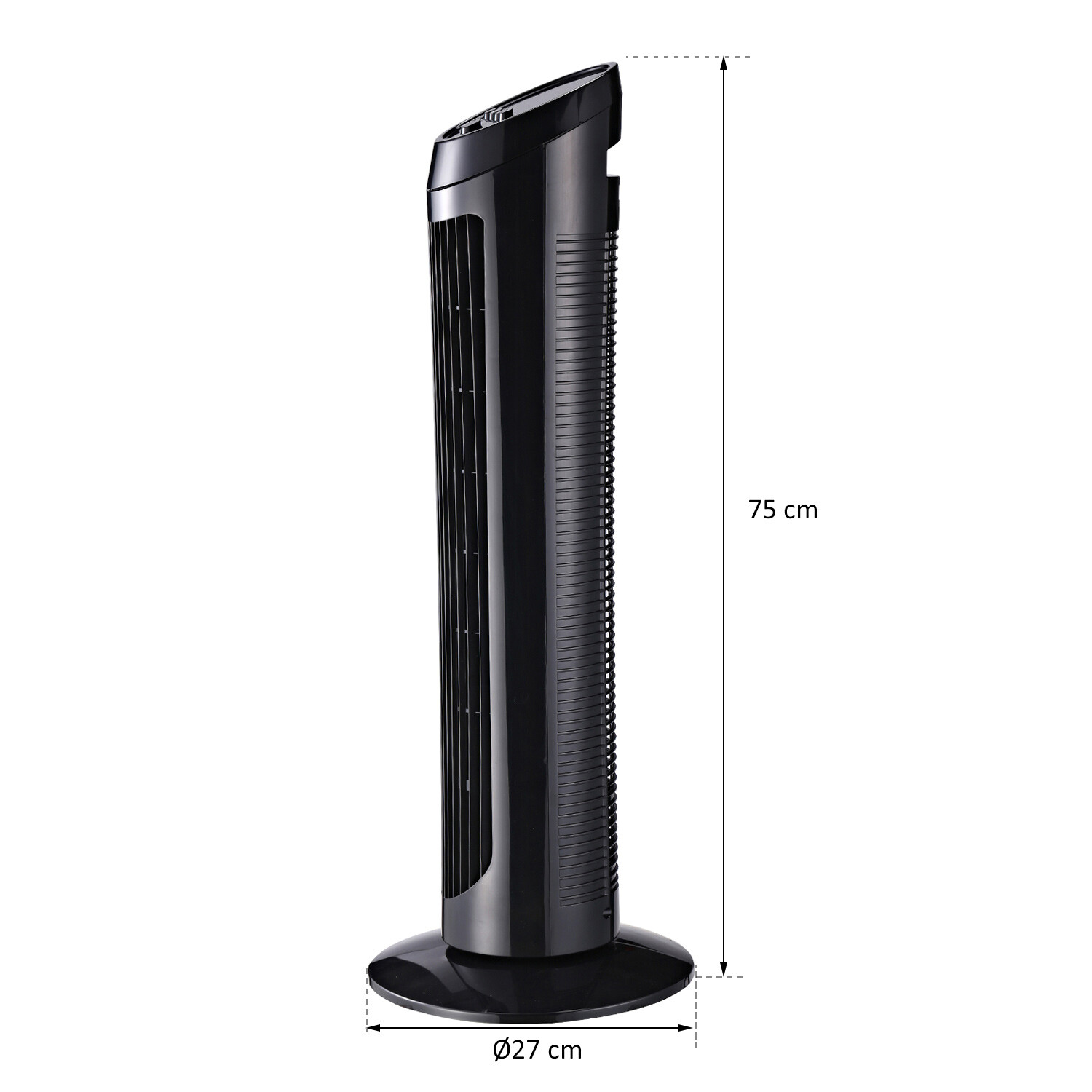 HOMCOM Turmventilator mit 3 Belüftungsstufen schwarz Kunststoff H/D: ca. 45x27 cm