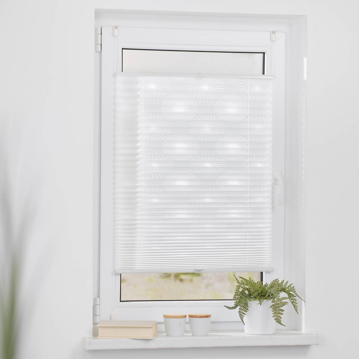 LICHTBLICK Spannplissee Sonne weiß B/L: ca. 70x130 cm