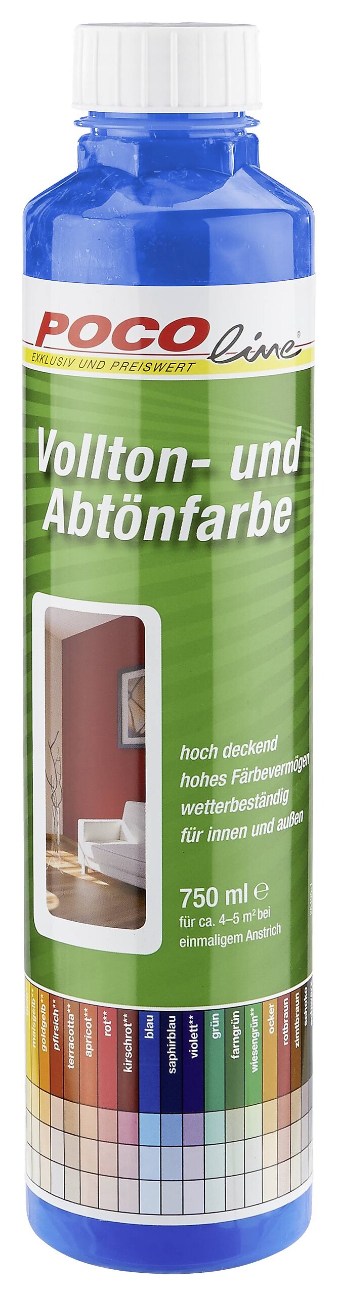 POCOline Vollton- und Abtönfarbe blau ca. 0,75 l