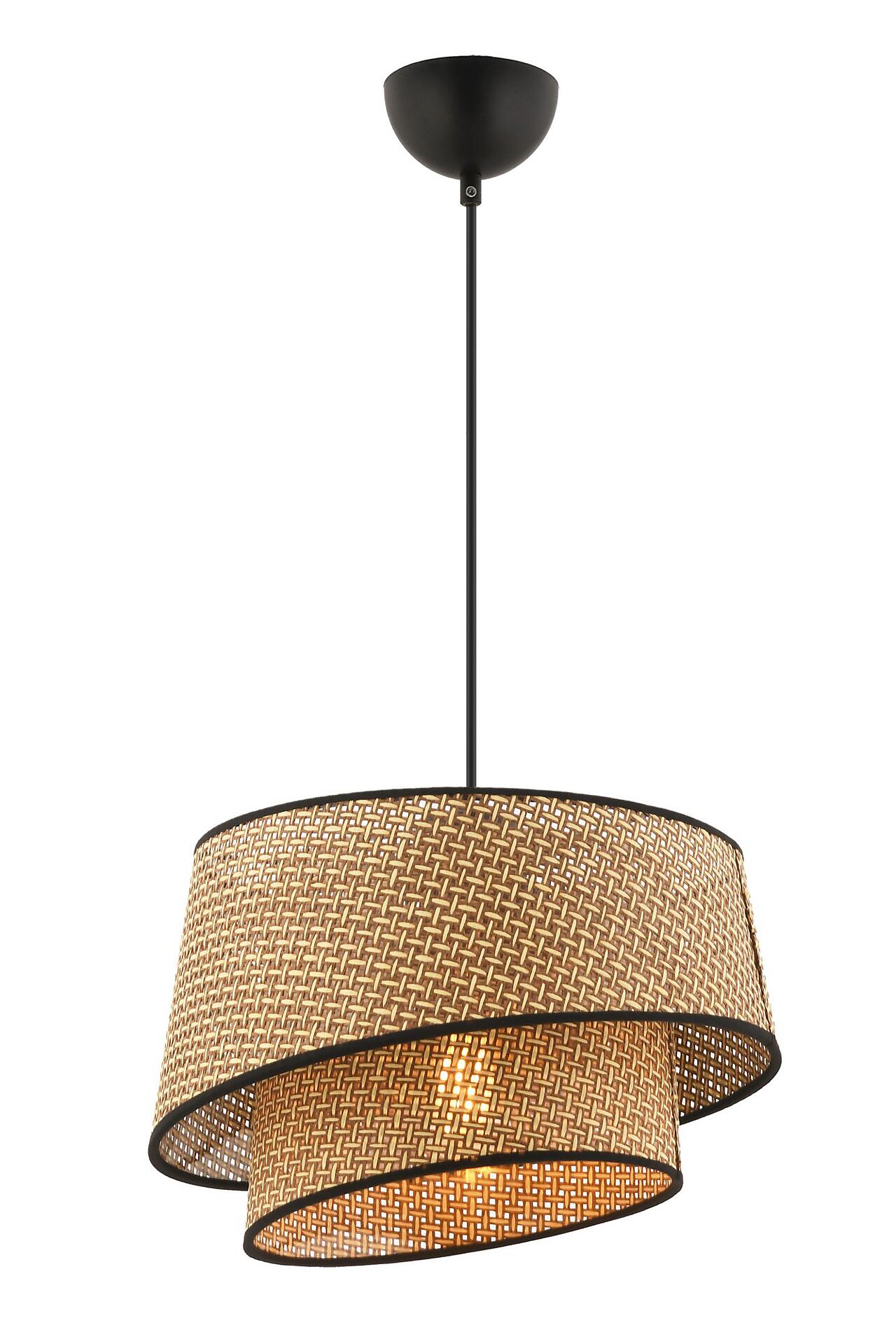 Opviq Pendelleuchte Barette schwarz beige Stoff Metall B/H/L: ca. 32x65x32 cm E27 1 Brennstellen