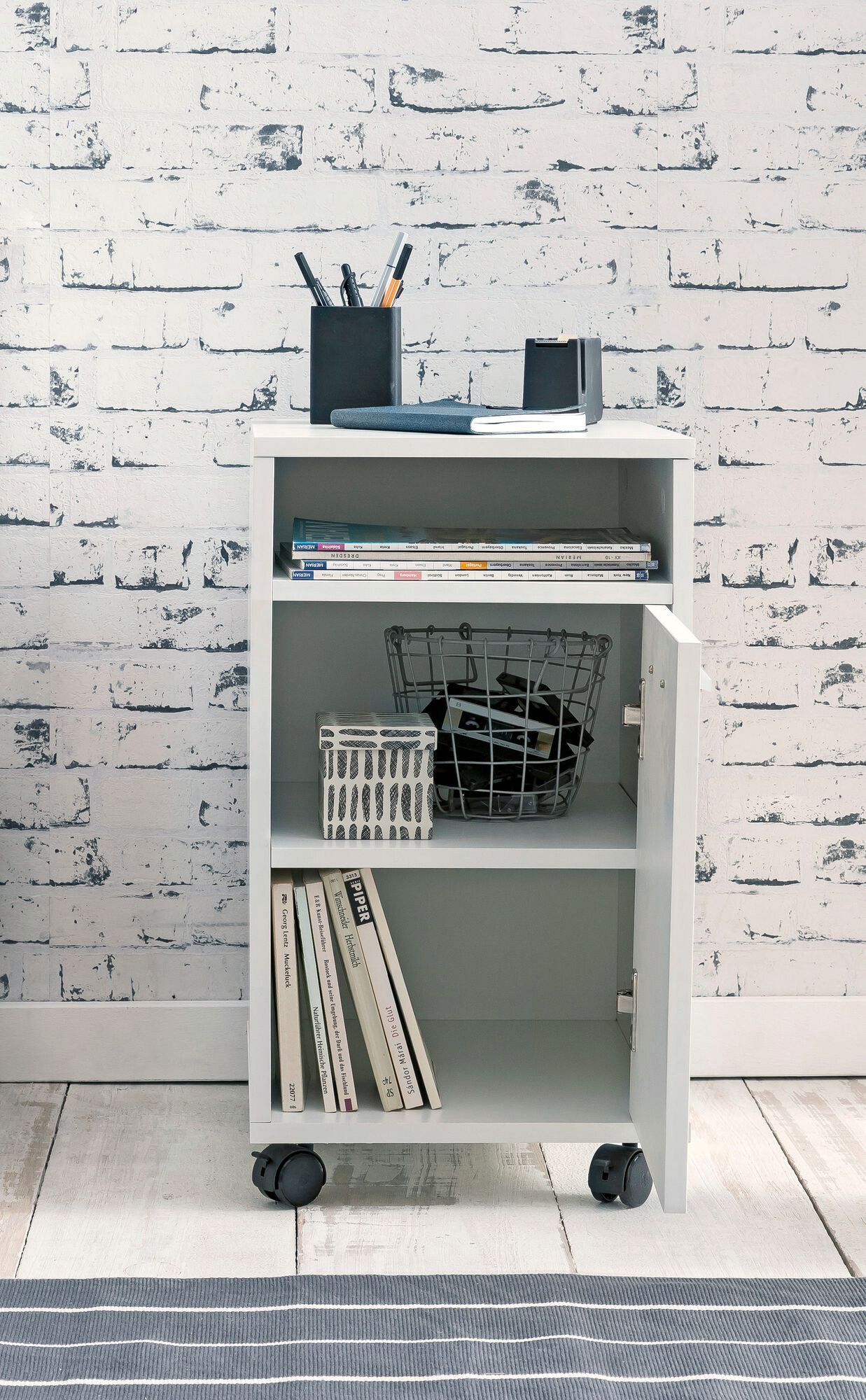 Rollcontainer weiß Spanplatte B/H/T: ca. 33x60x38 cm