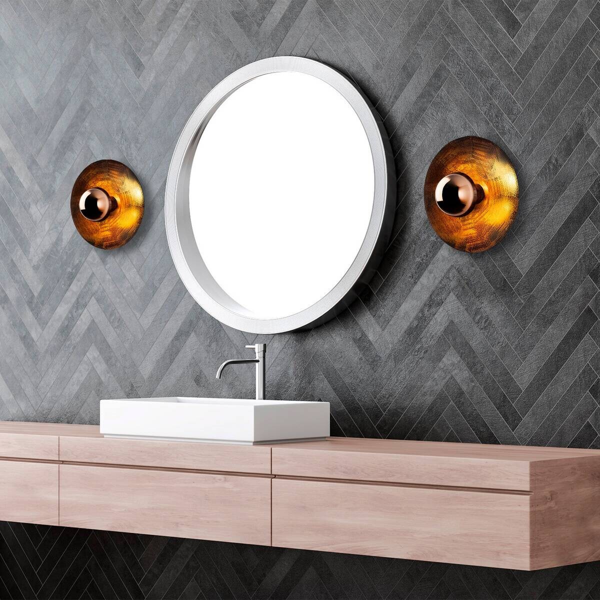 Opviq Wandleuchte Kurt Kupfer Metall B/H/T/L/D: ca. 28x26x28x28x28 cm G9 1 Brennstellen