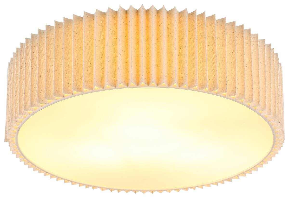 GLOBO Deckenleuchte natur weiß Textil Metall H/D: ca. 13x43 cm 3 Brennstellen