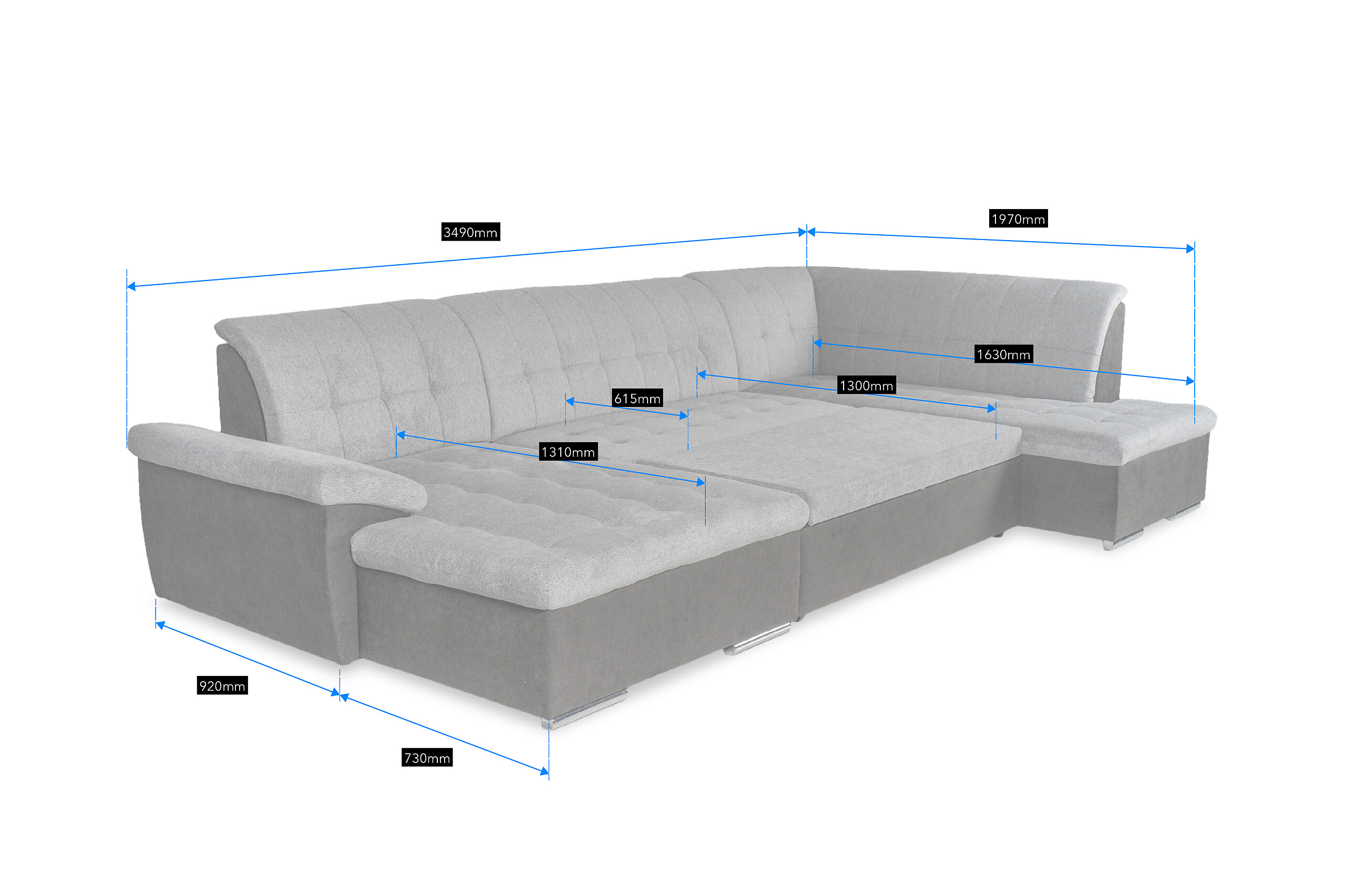 Wohnlandschaft Monica schwarz grau Flachgewebe B/H/T: ca. 348x87x198 cm